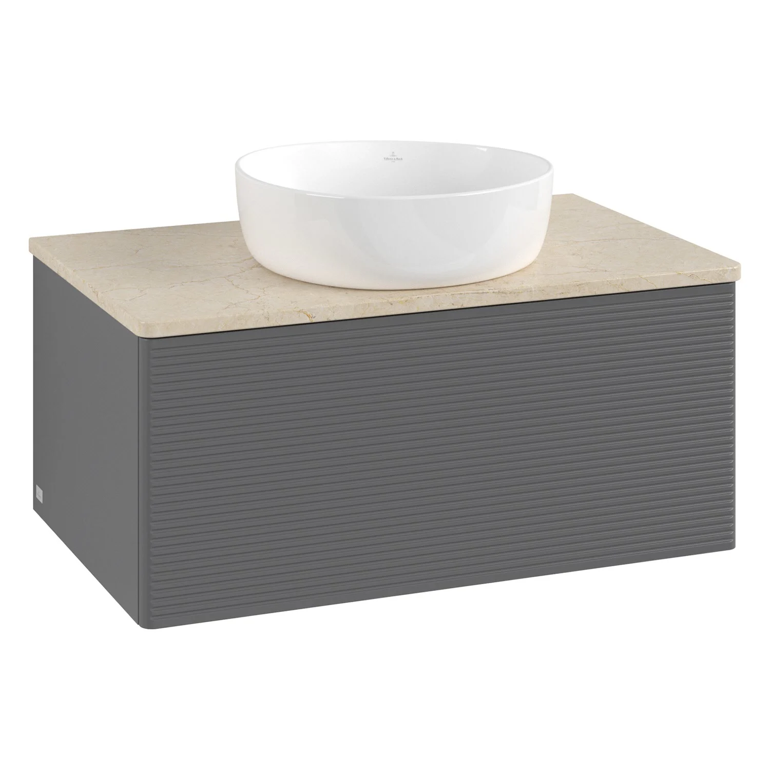 Szara umywalka z białą umywalką nablatową, Villeroy & Boch