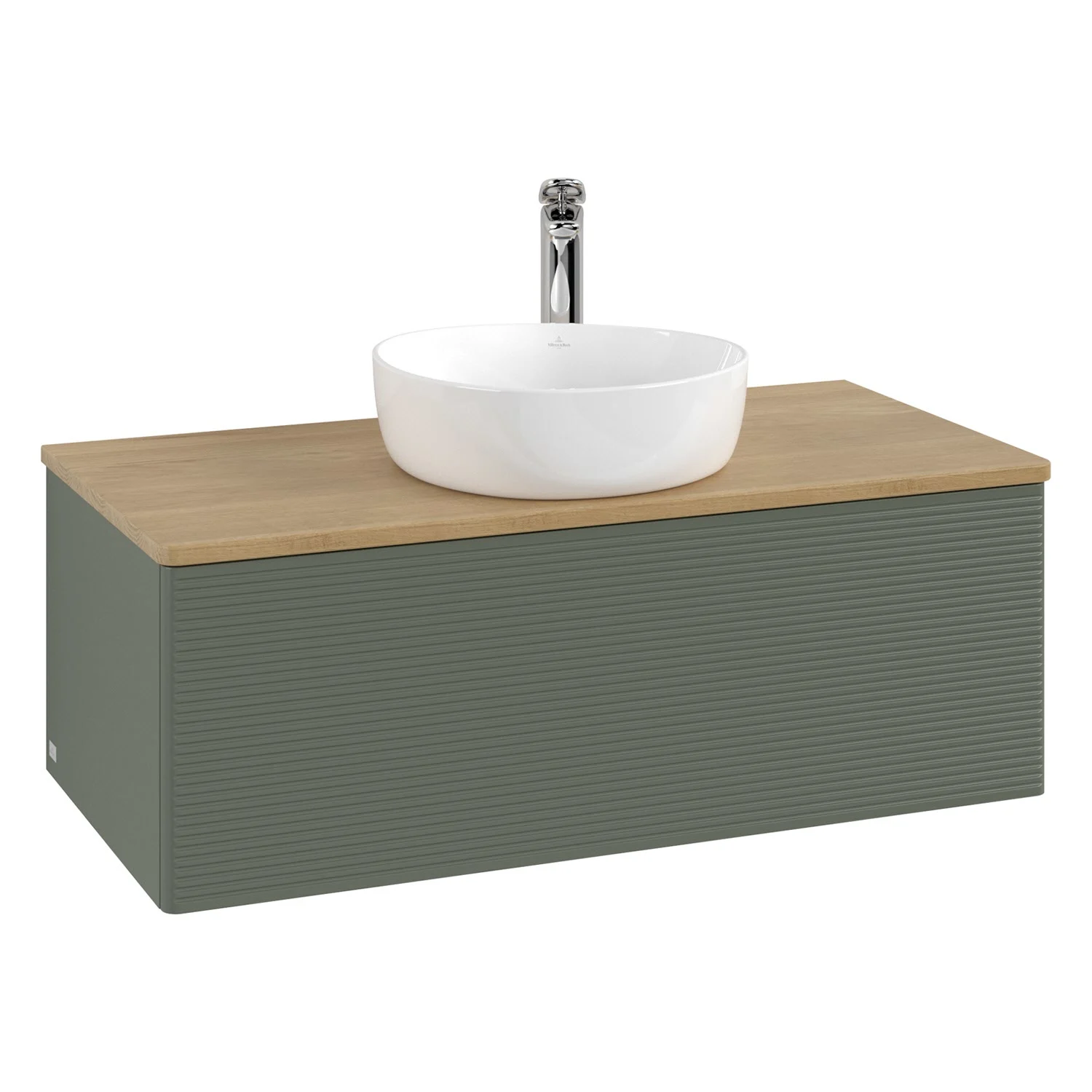 Umywalka z szarą frontem i białą umywalką, Villeroy & Boch