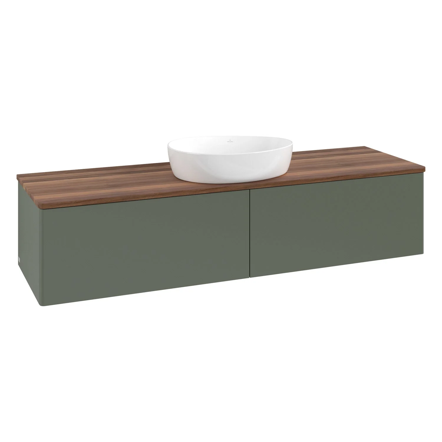 Umywalka zielona z drewnianym blatem, Villeroy & Boch