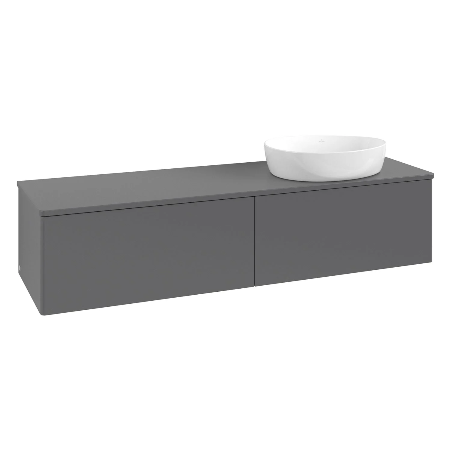 Szare meble łazienkowe z umywalką widok z boku, Villeroy & Boch
