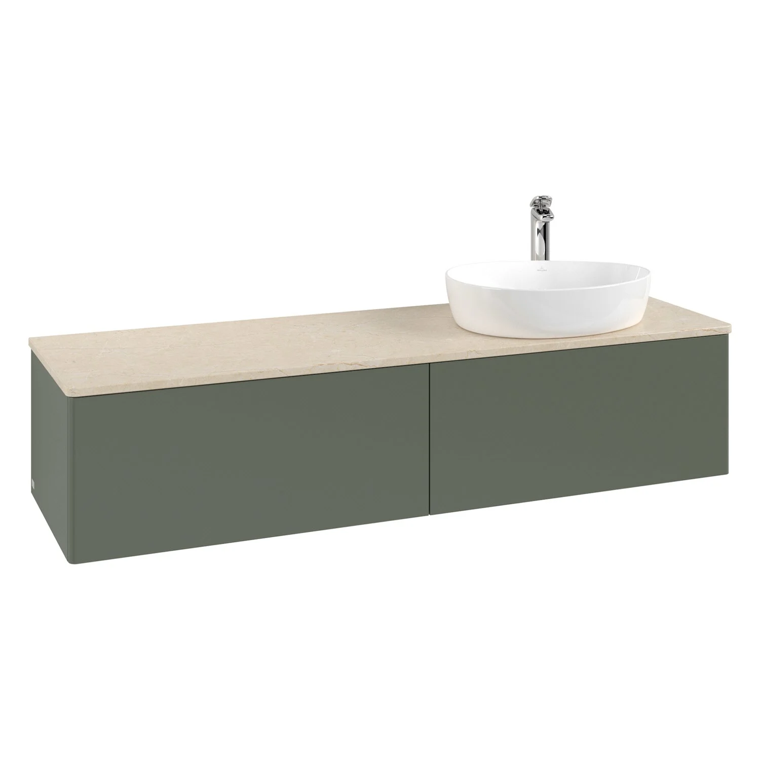 Zielona umywalka z beżową umywalką, Villeroy & Boch