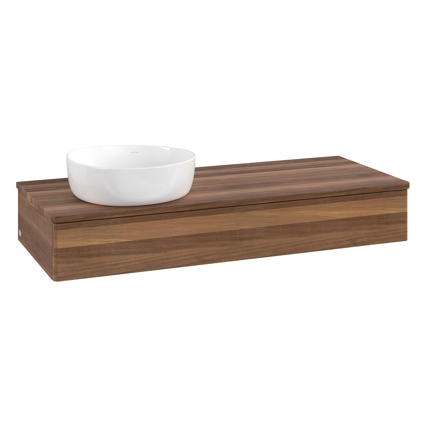 Villeroy & Boch Antao Waschbeckenunterschrank, 120 x 19 cm, 1 Auszug, Front ohne Struktur, ohne Hahnloch, für Waschtisch links