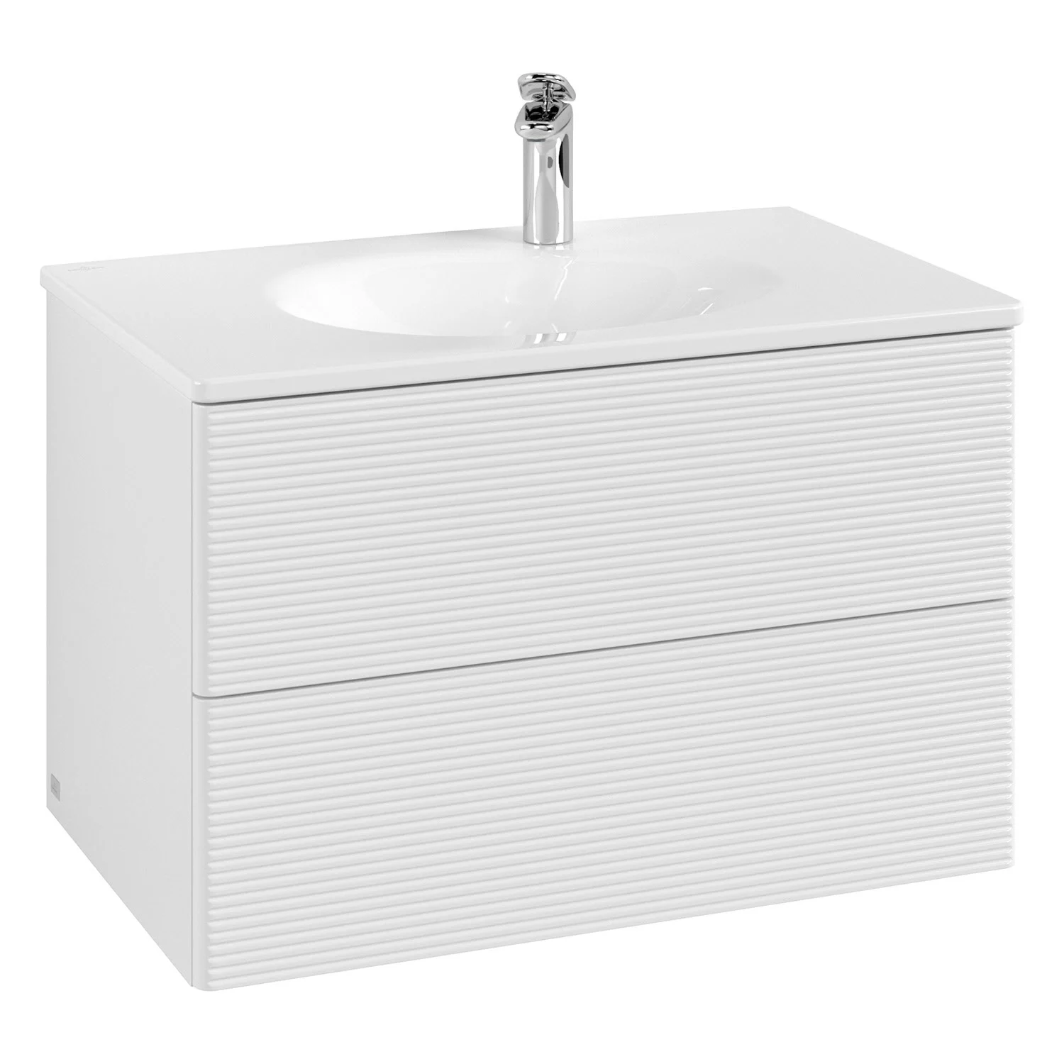 Umywalka widok z boku, biała powierzchnia, Villeroy & Boch