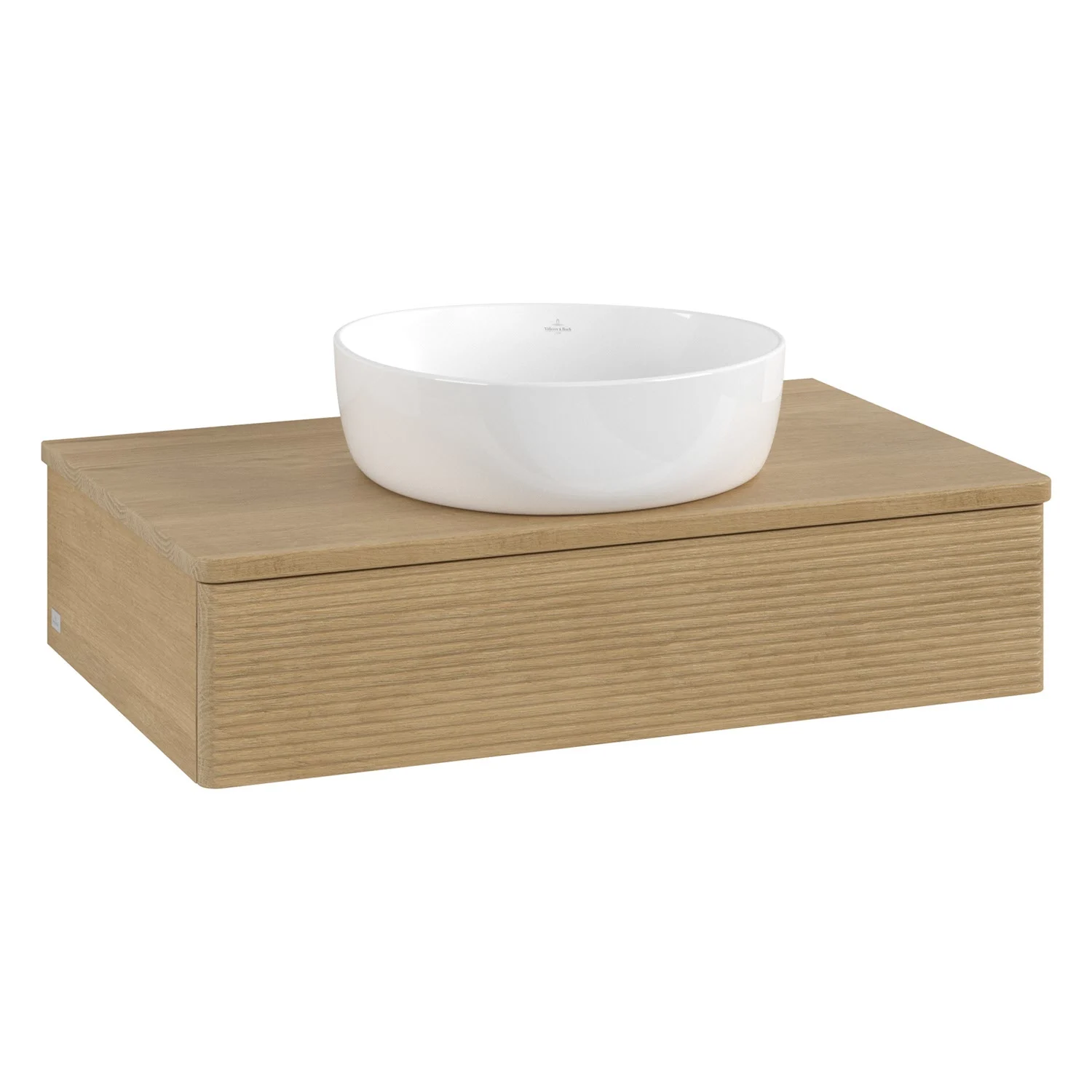 Villeroy & Boch Antao Waschbeckenunterschrank, 80 x 19 cm, 1 Auszug mit LED-Licht, Front mit Struktur, ohne Hahnloch