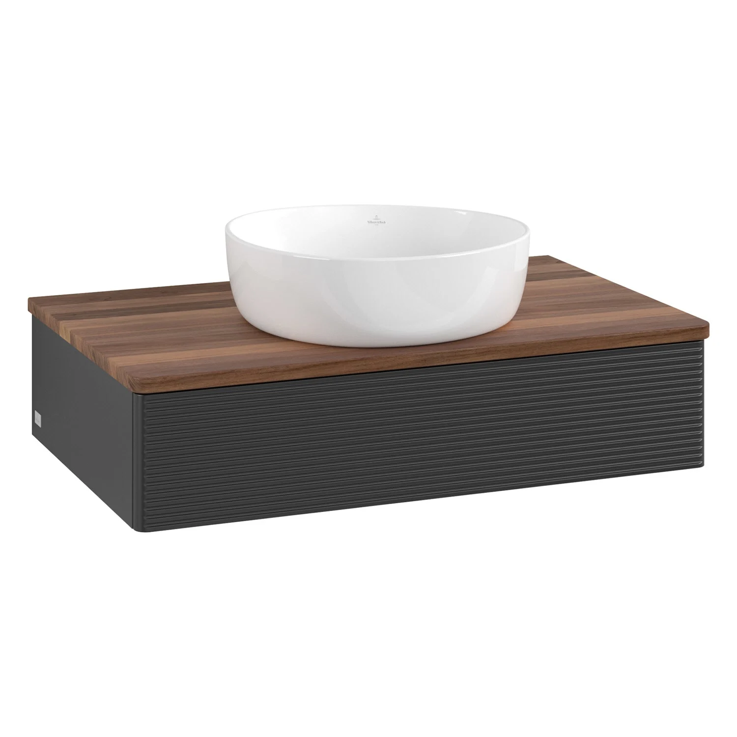 Umywalka w ciemnym drewnie, widok z przodu, Villeroy & Boch
