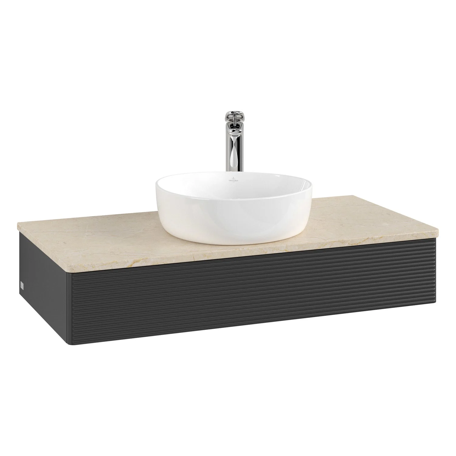 Umywalka w czarnym kolorze z beżową umywalką nablatową, Villeroy & Boch