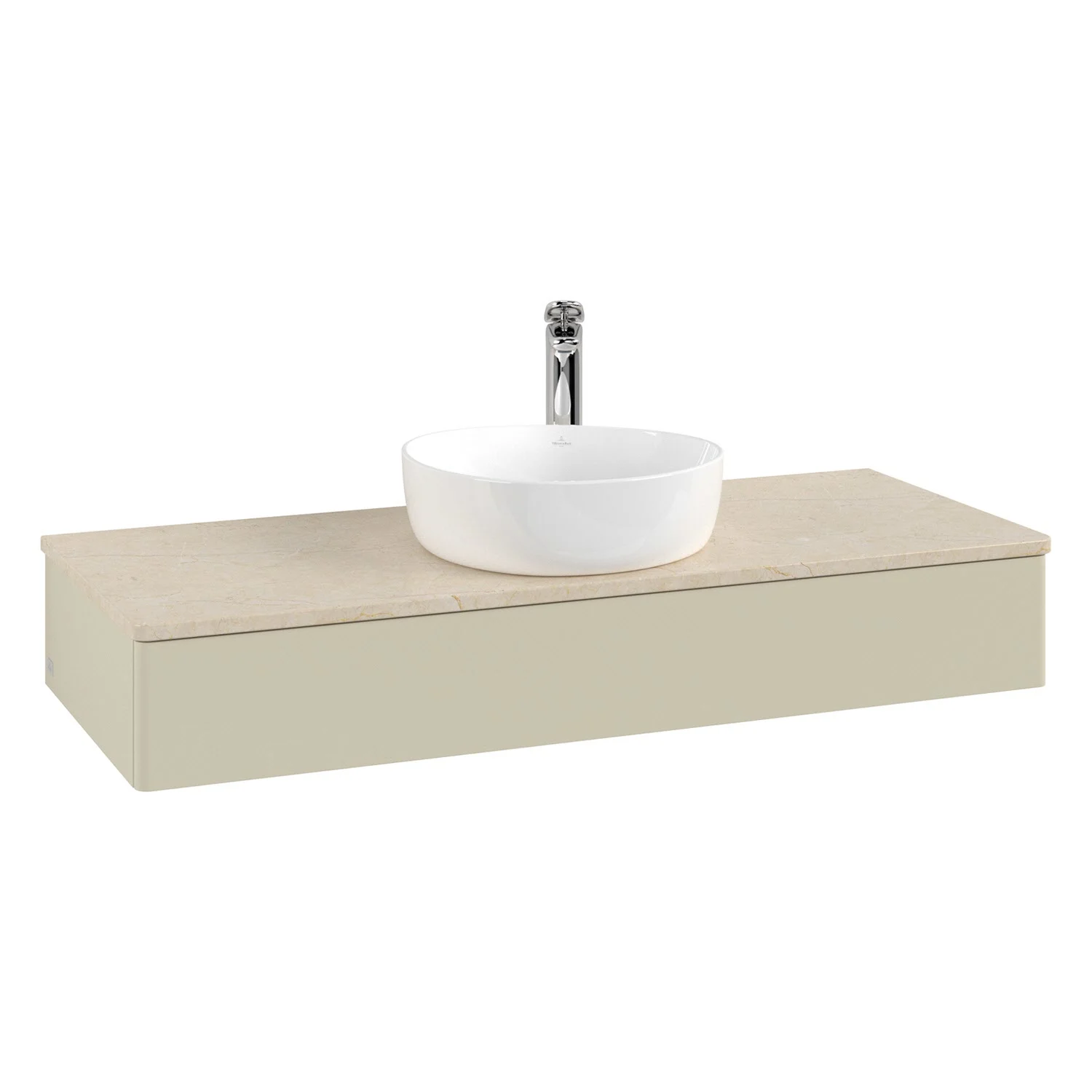 Jasnobeżowa umywalka z białą umywalką, Villeroy & Boch
