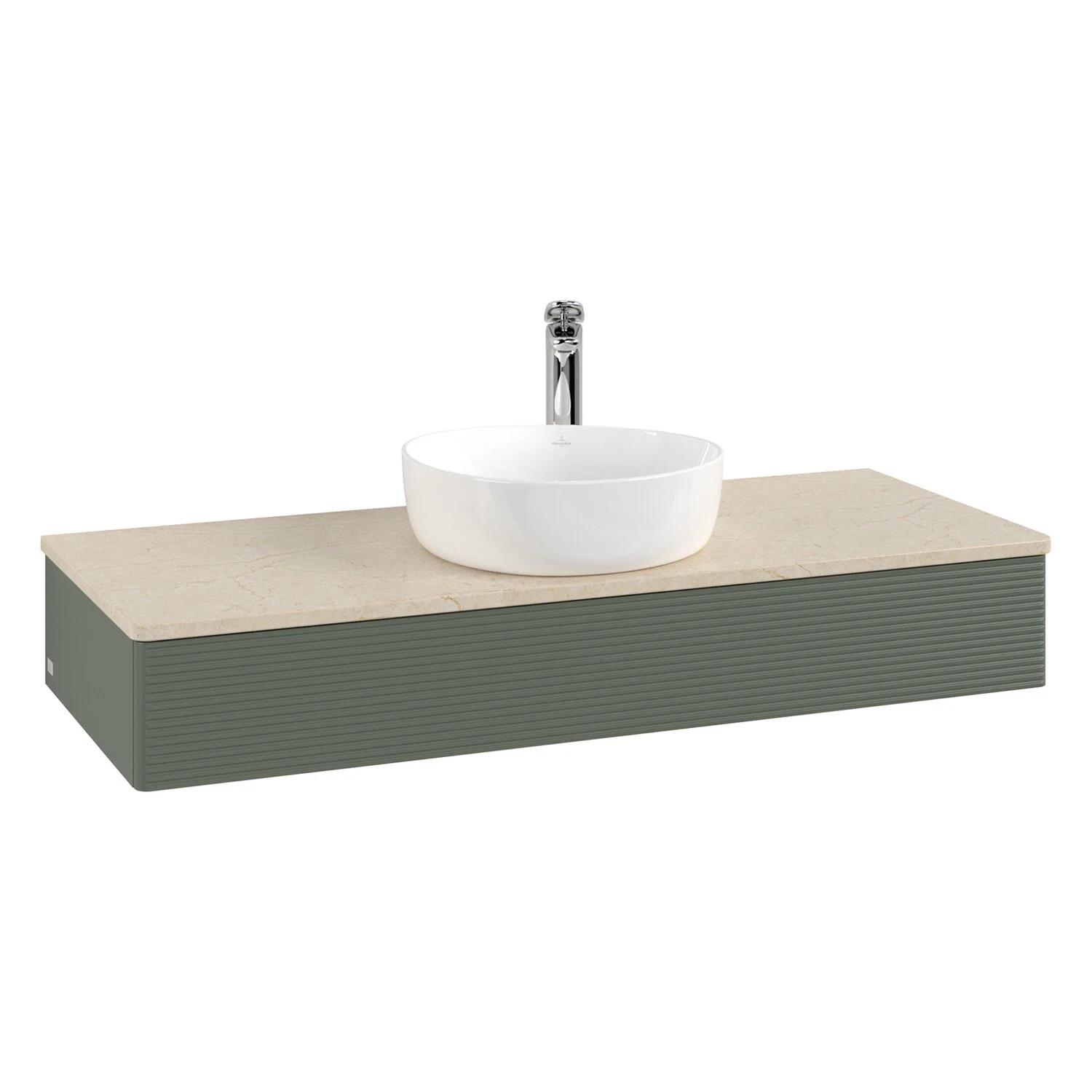Umywalka w szaro-zielonym wyglądzie z białą umywalką, Villeroy & Boch