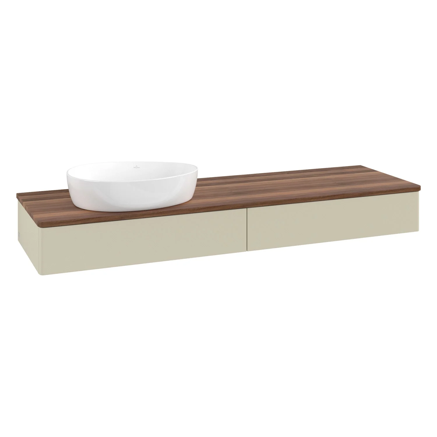 Umywalka z białą umywalką i drewnianą powierzchnią, Villeroy & Boch