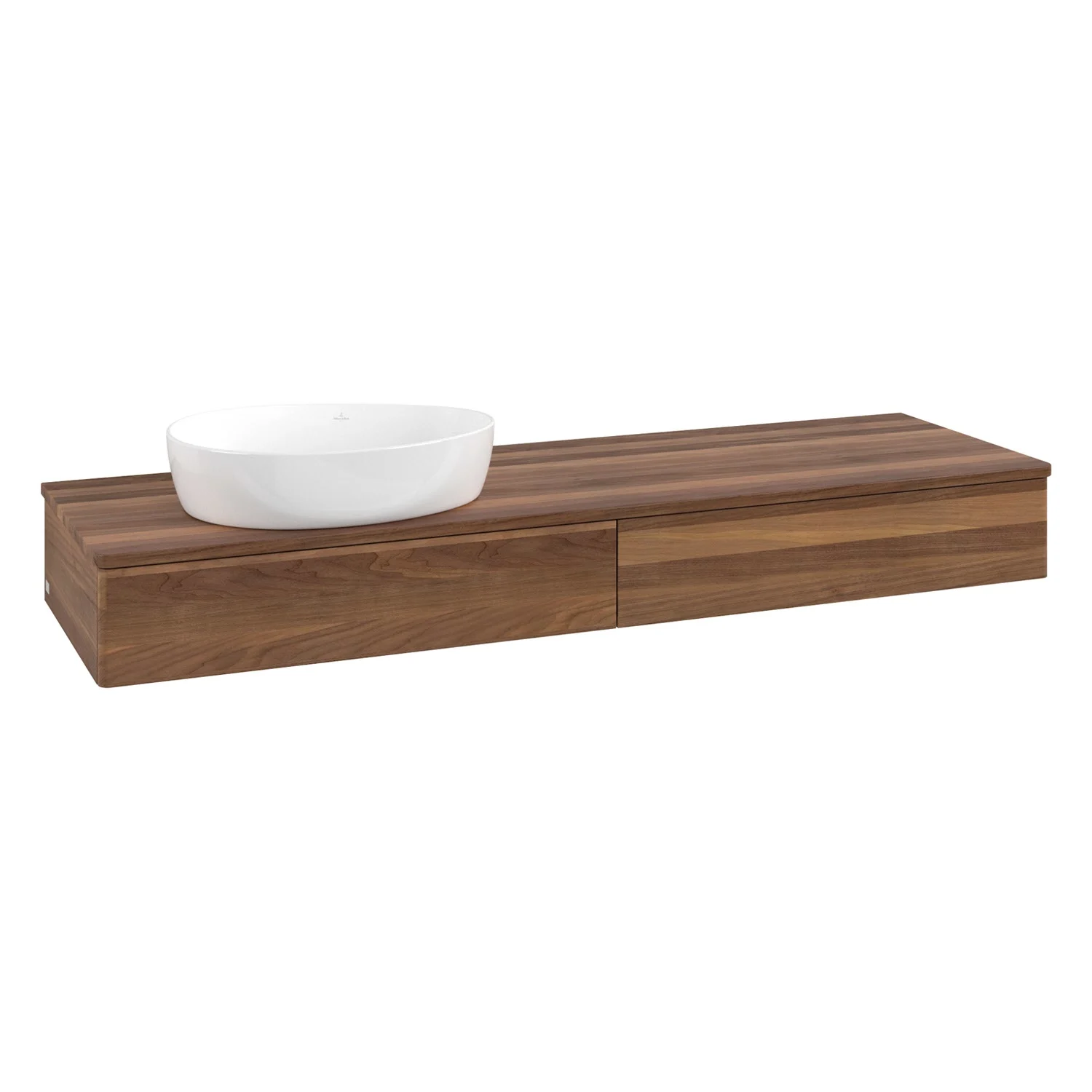 Umywalka z białą umywalką i drewnianą powierzchnią, Villeroy & Boch