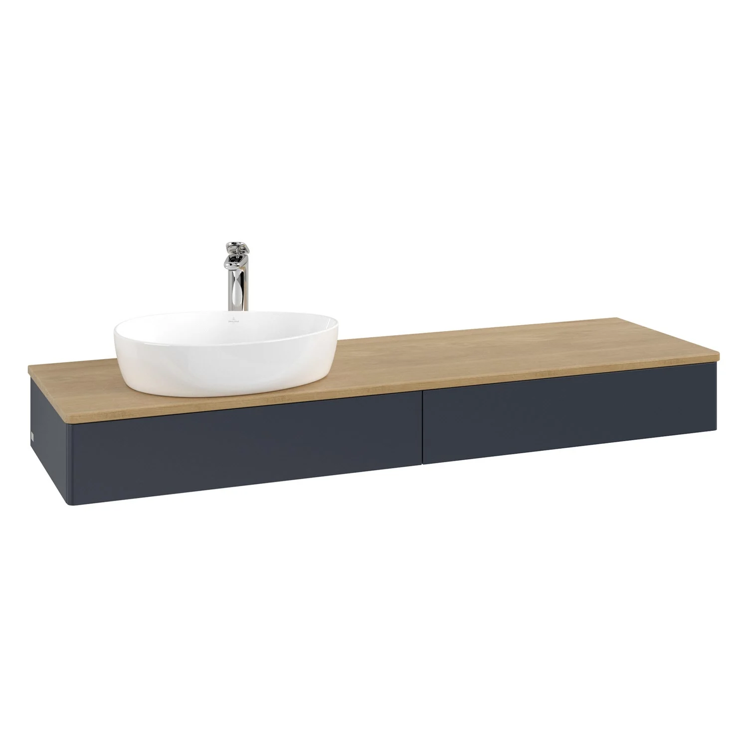 Umywalka z białą umywalką i drewnianą powierzchnią, Villeroy & Boch