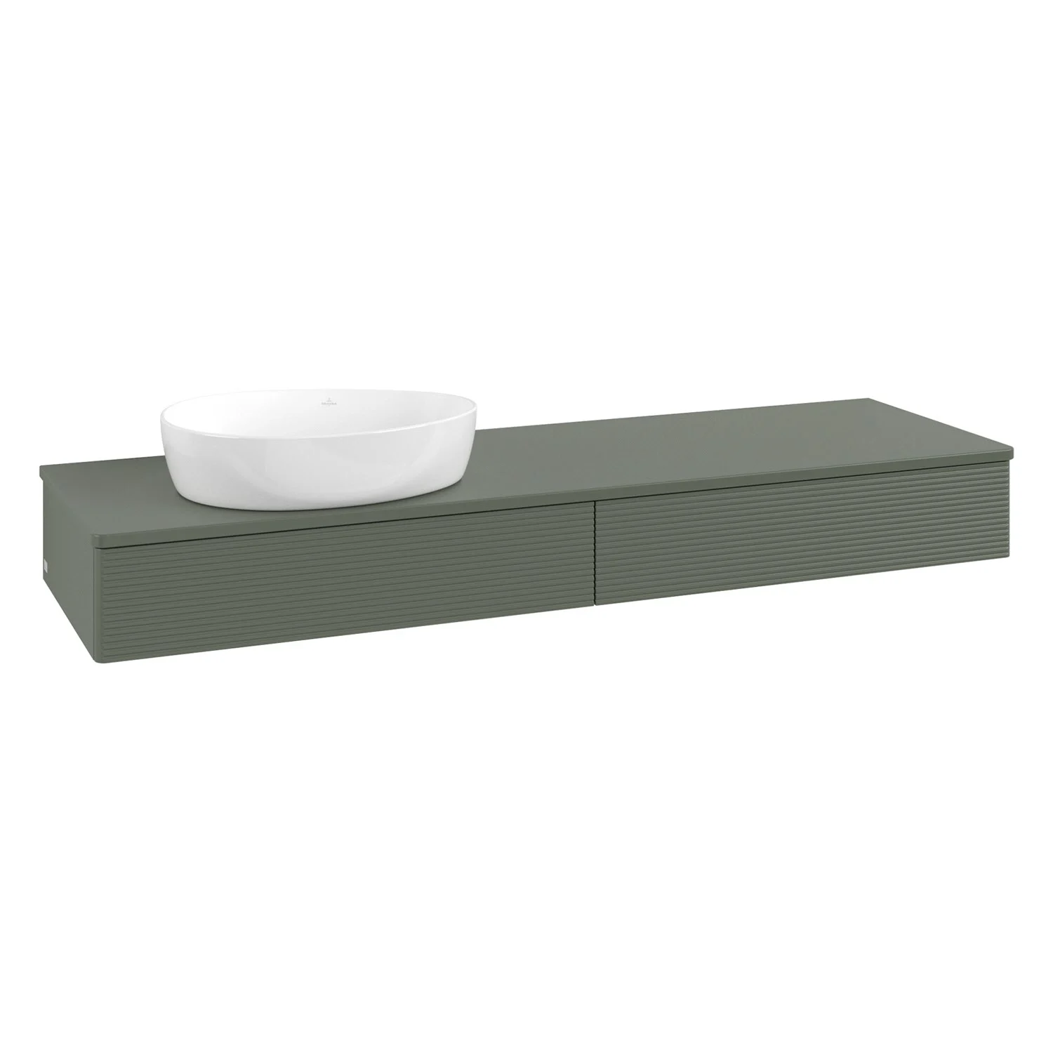 Zielone meble łazienkowe z umywalką widok z przodu, Villeroy & Boch