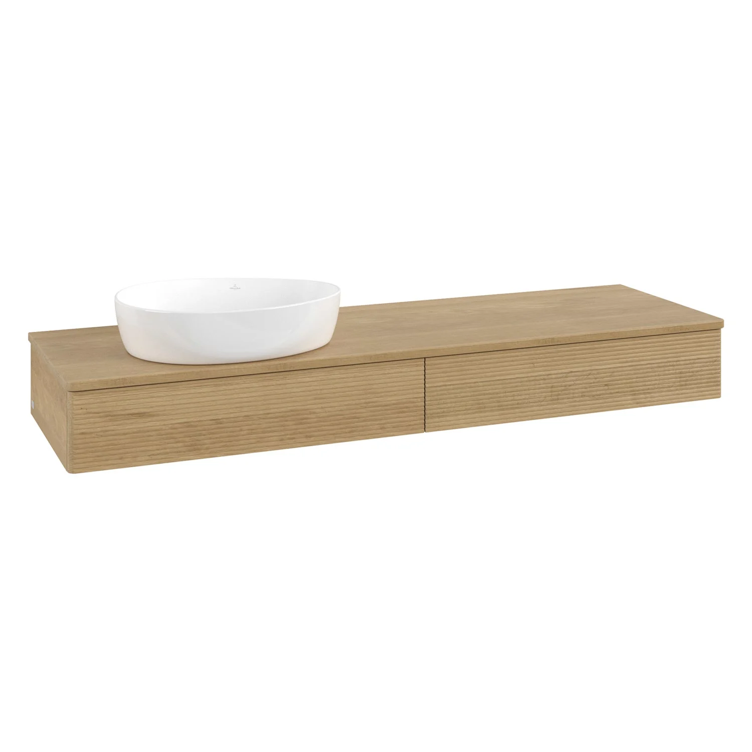 Umywalka w jasnym drewnie, widok z przodu, Villeroy & Boch