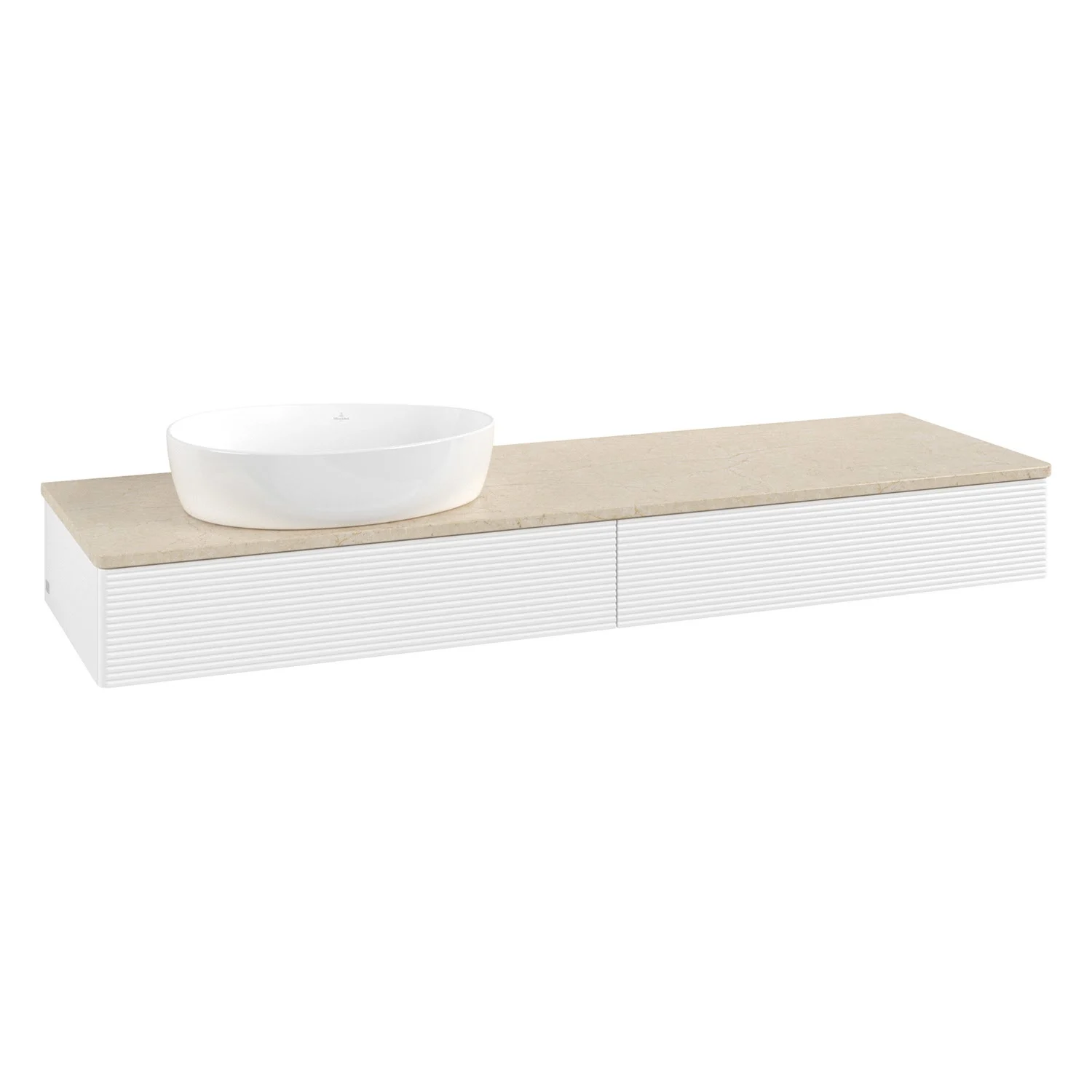Biała umywalka z beżową umywalką, Villeroy & Boch
