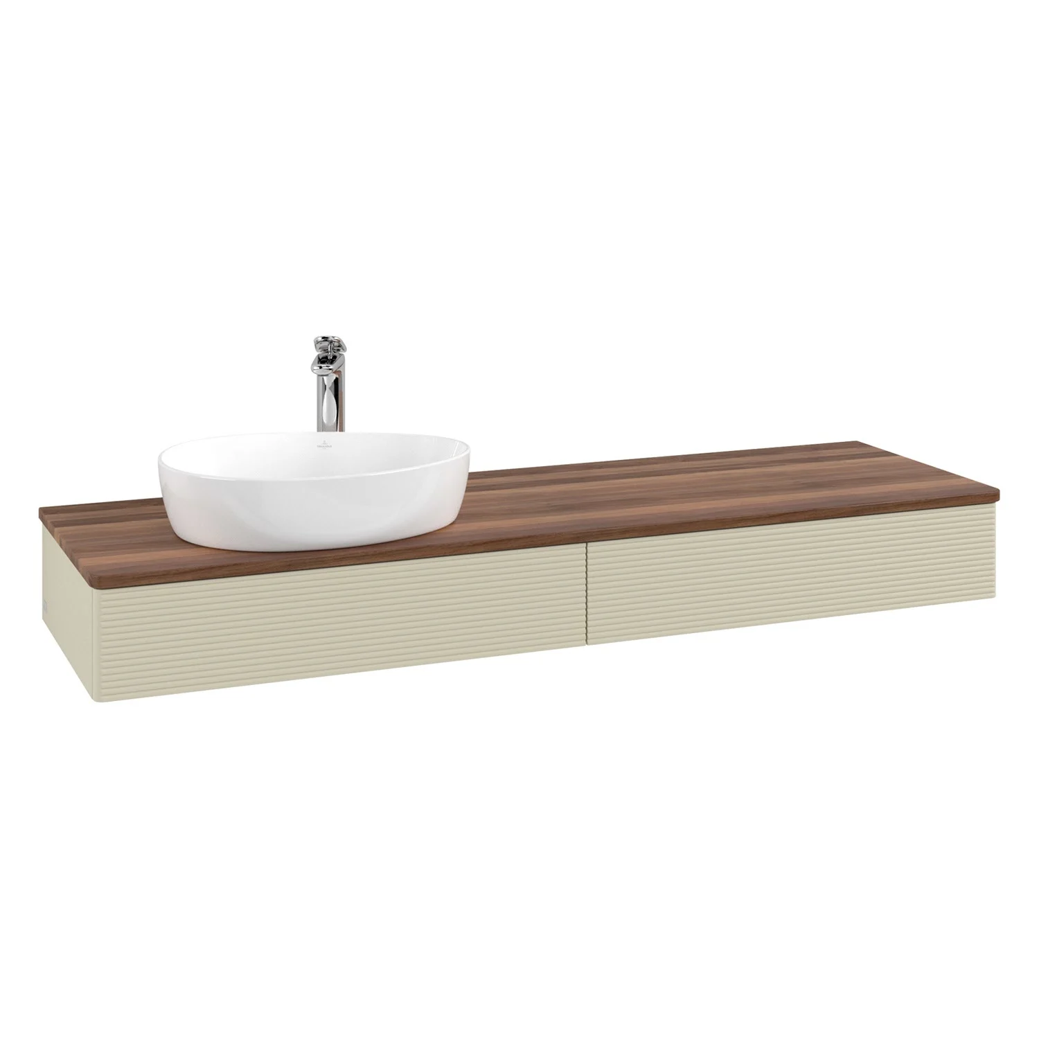 Umywalka w drewnianym wyglądzie z kremową szafką, Villeroy & Boch