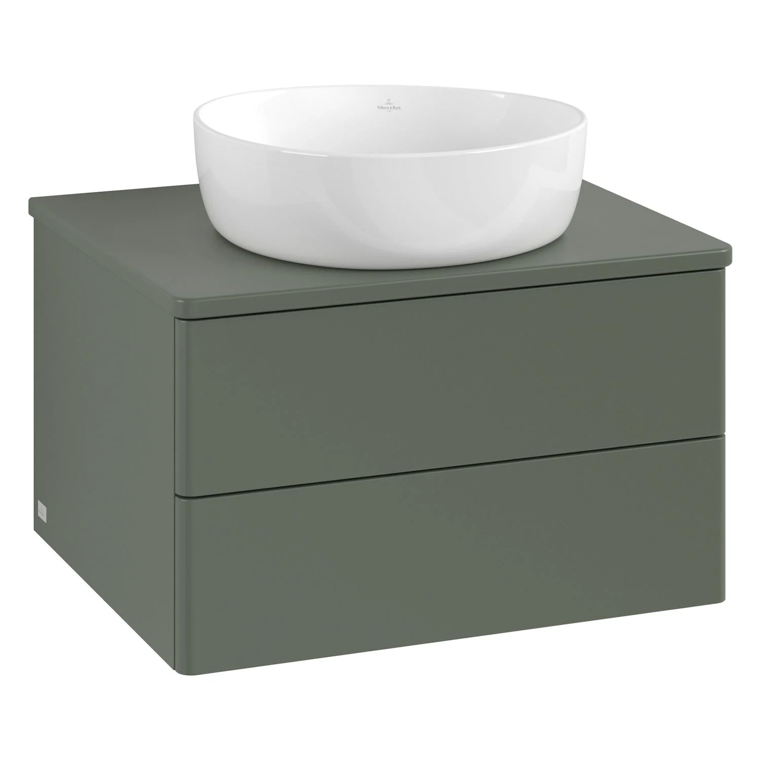 Umywalka widok z przodu, zielona powierzchnia, Villeroy & Boch