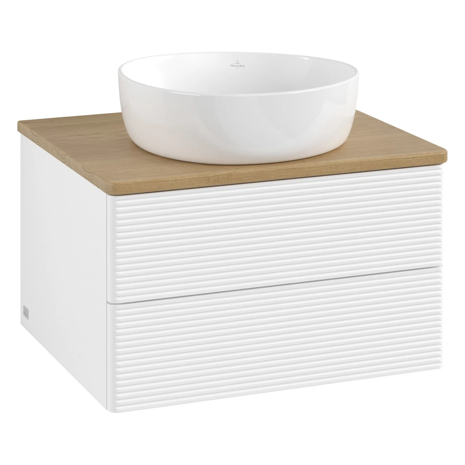 Wolnostojąca umywalka z białą szafką, Villeroy & Boch
