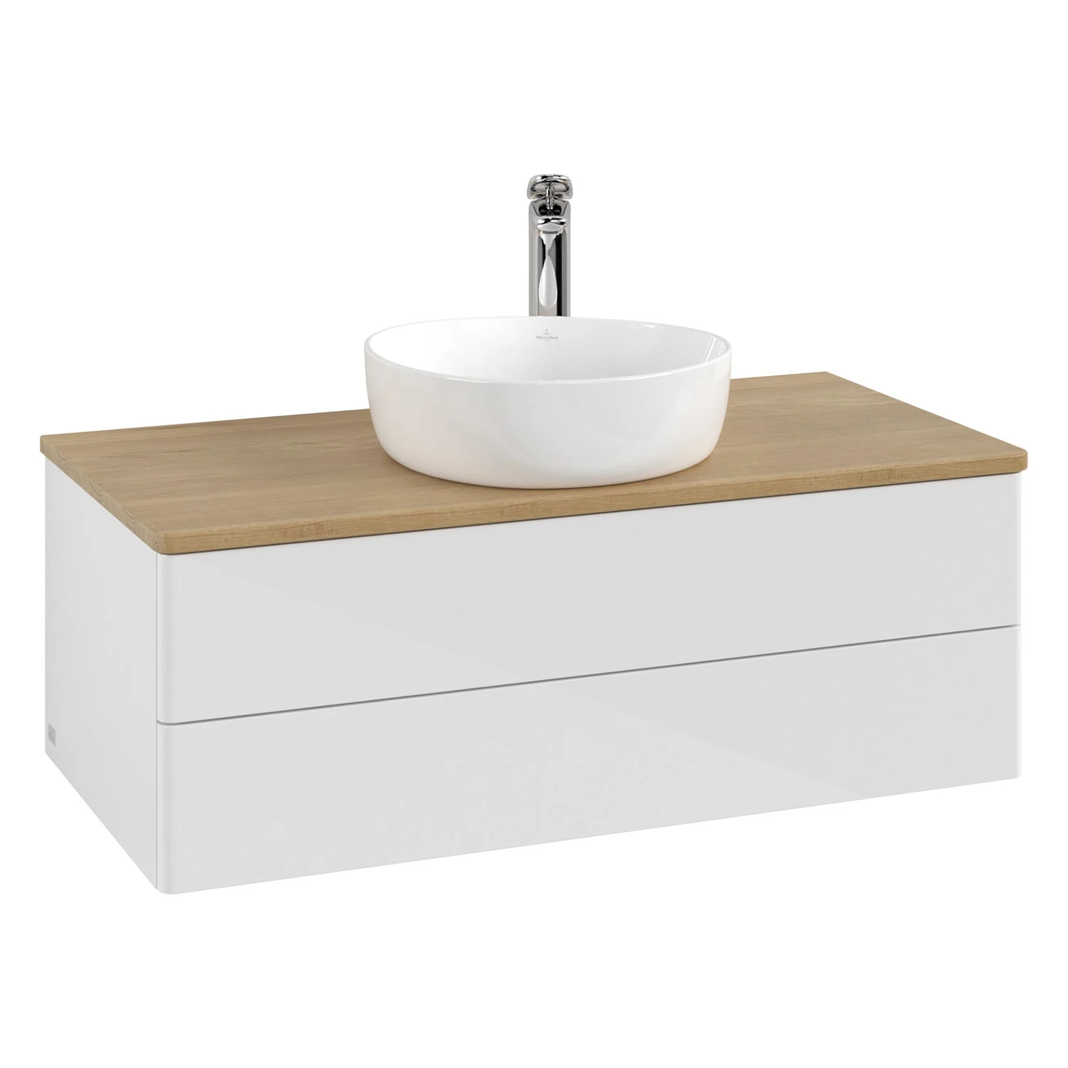 Umywalka z białą szafką, widok wycięty, Villeroy & Boch