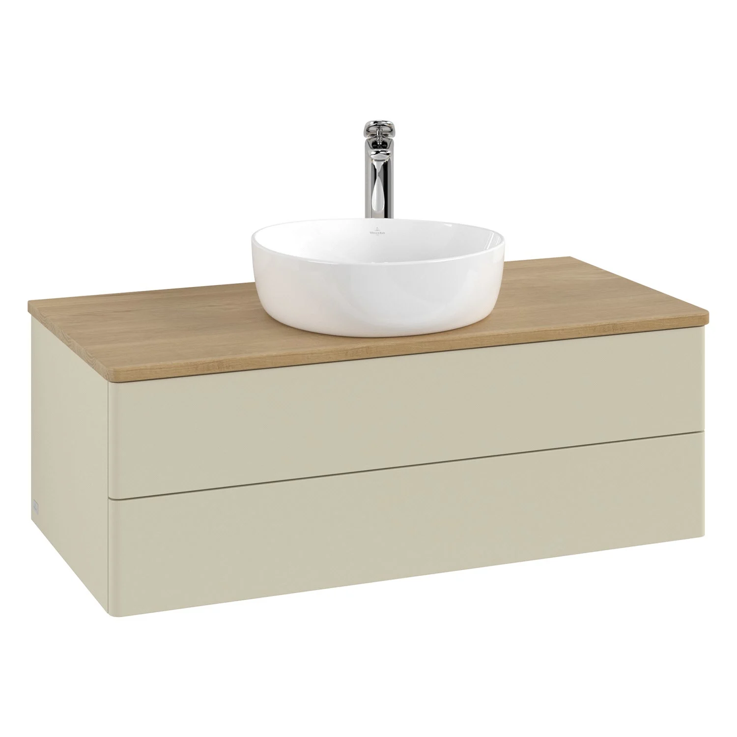 Umywalka z kremową szafką, widok wycięty, Villeroy & Boch