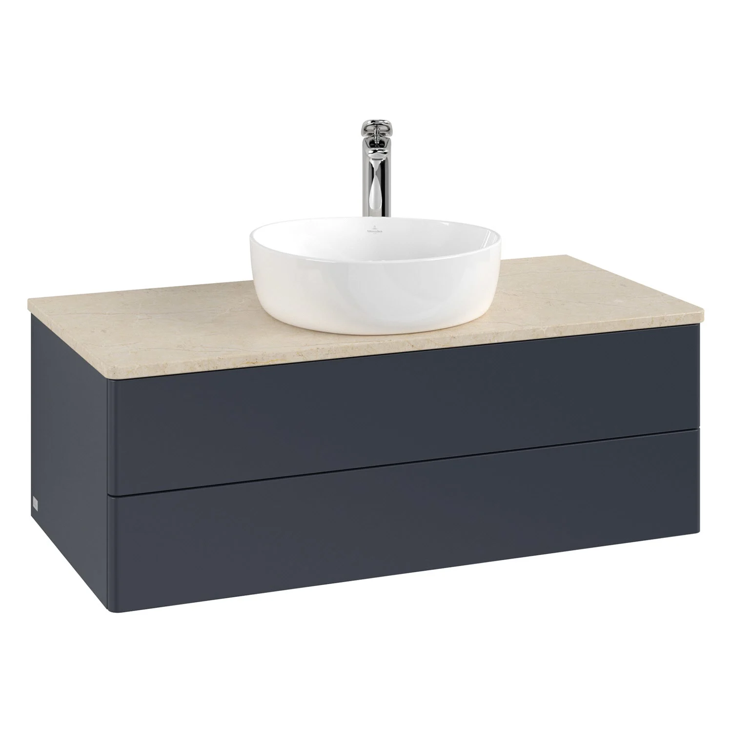 Ciemnoniebieska umywalka z umywalką nablatową, Villeroy & Boch