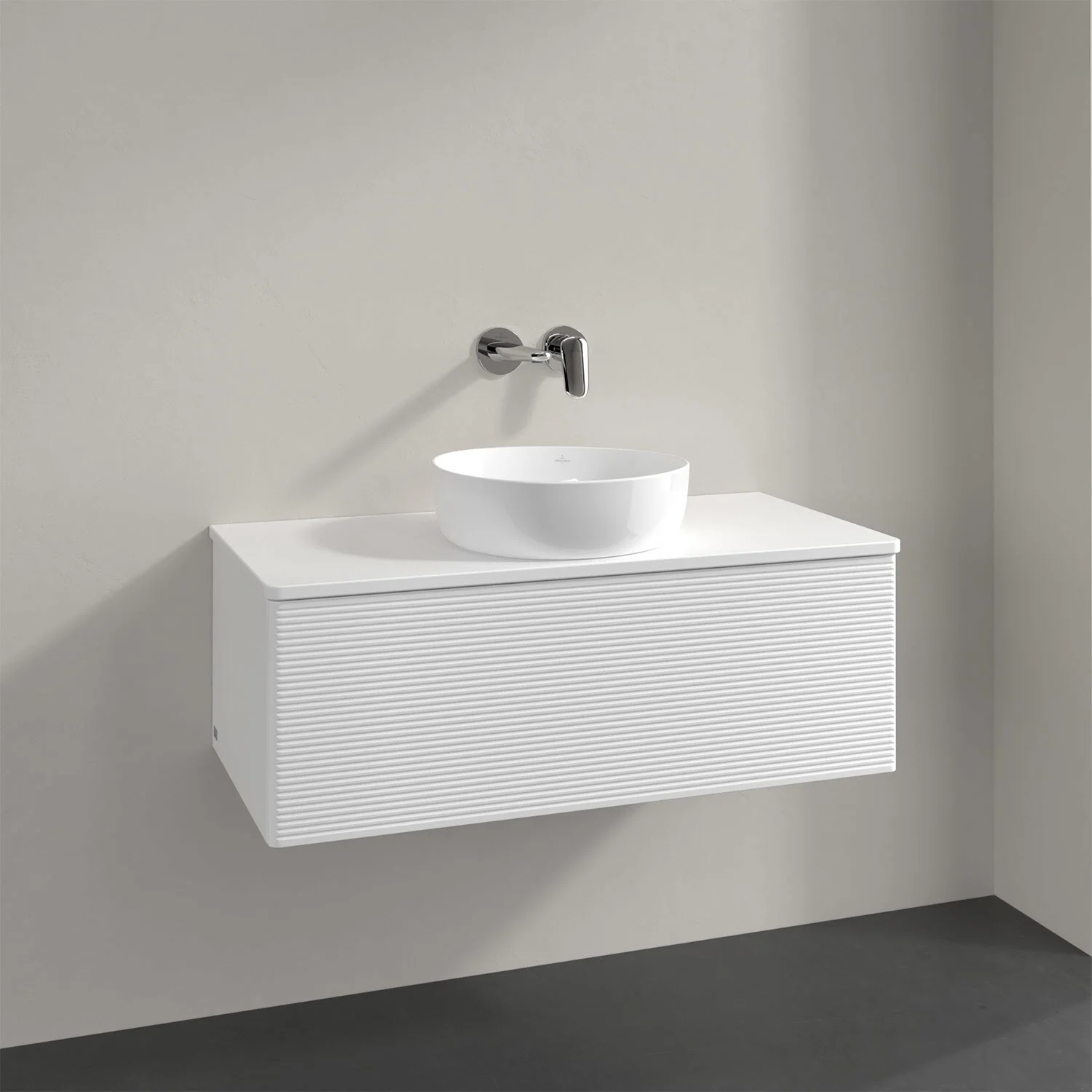 Umywalka z białym blatem i białą umywalką, Villeroy & Boch