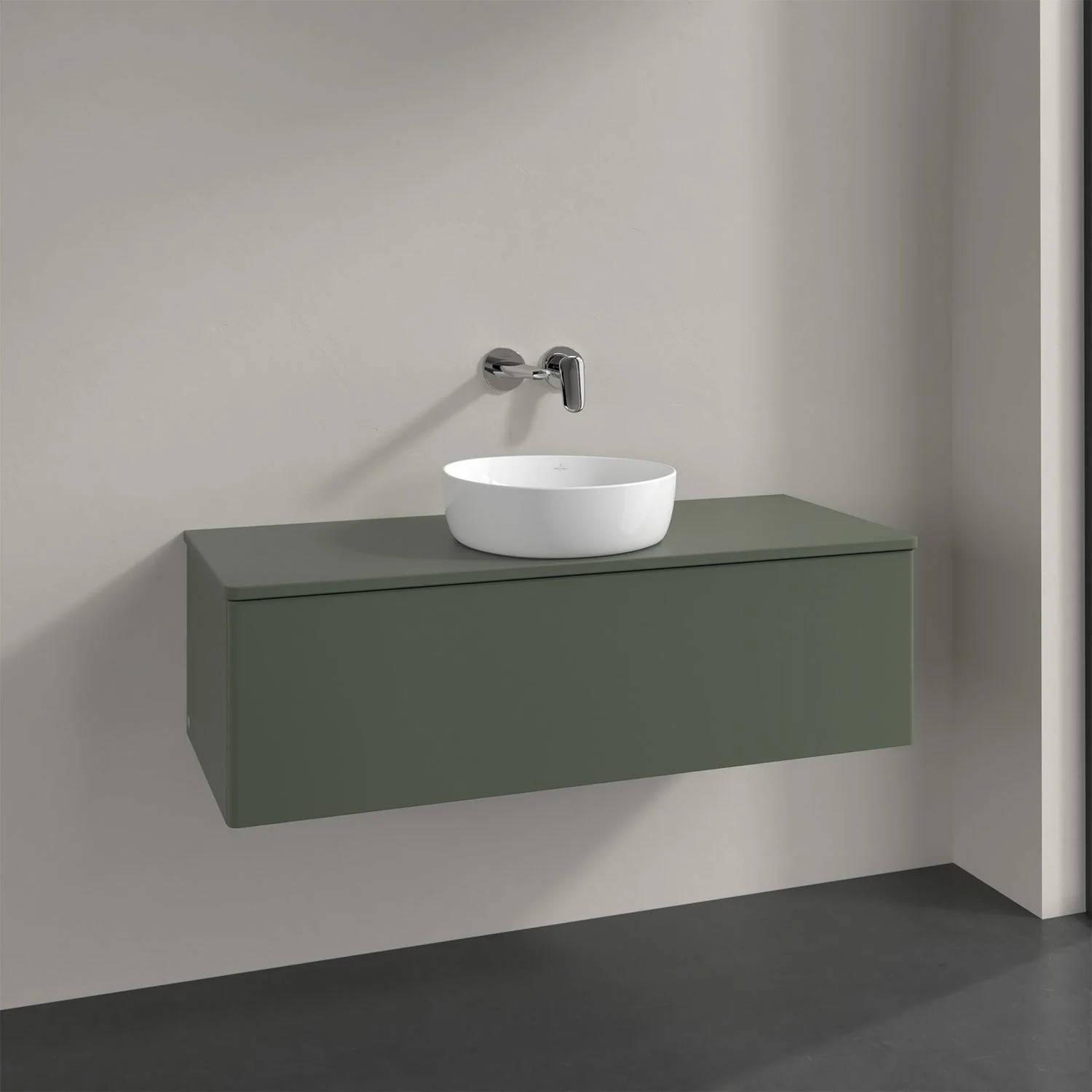 Zielona umywalka z białą umywalką, Villeroy & Boch