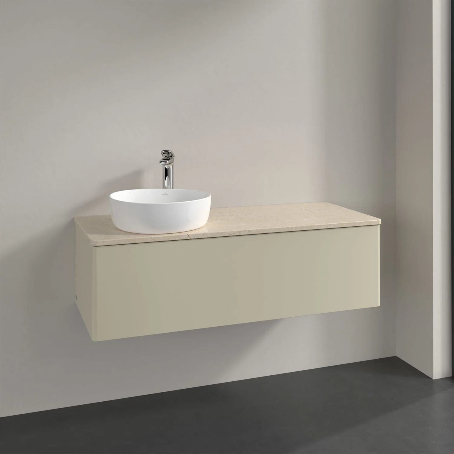 Umywalka z jasnobeżowym frontem w łazience, Villeroy & Boch