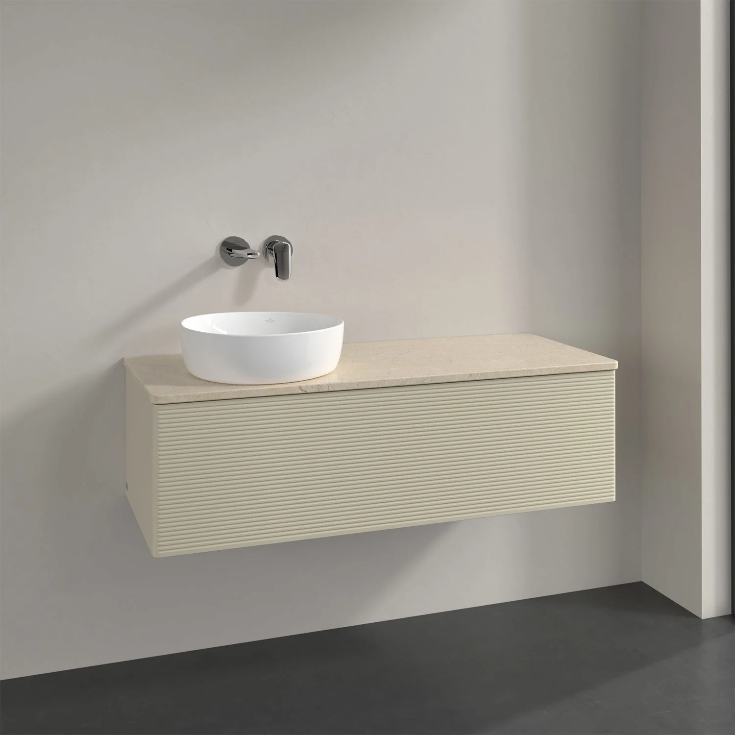 Umywalka z beżową powierzchnią i białą umywalką, Villeroy & Boch