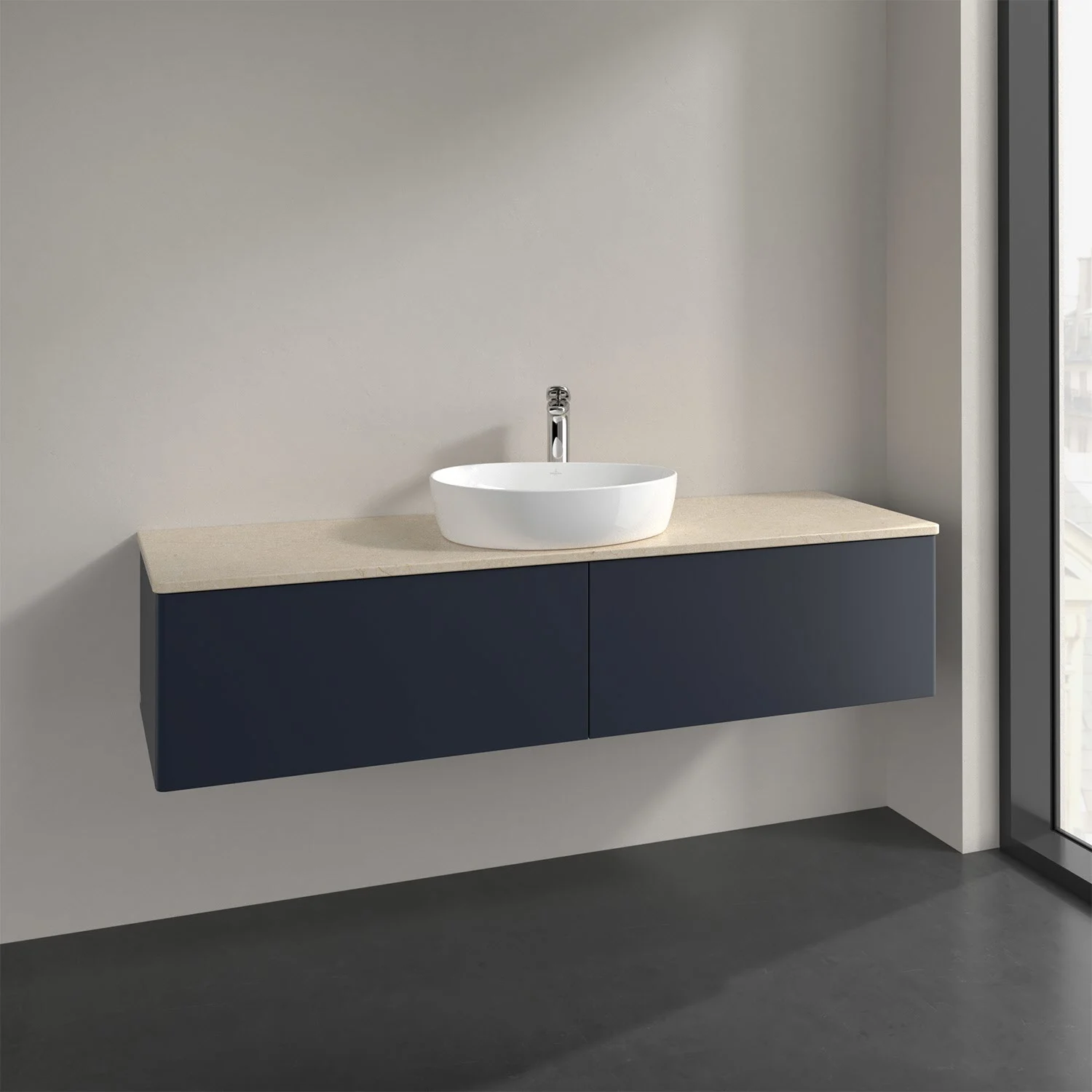 Umywalka z ciemnoniebieską powierzchnią i białą umywalką, Villeroy & Boch