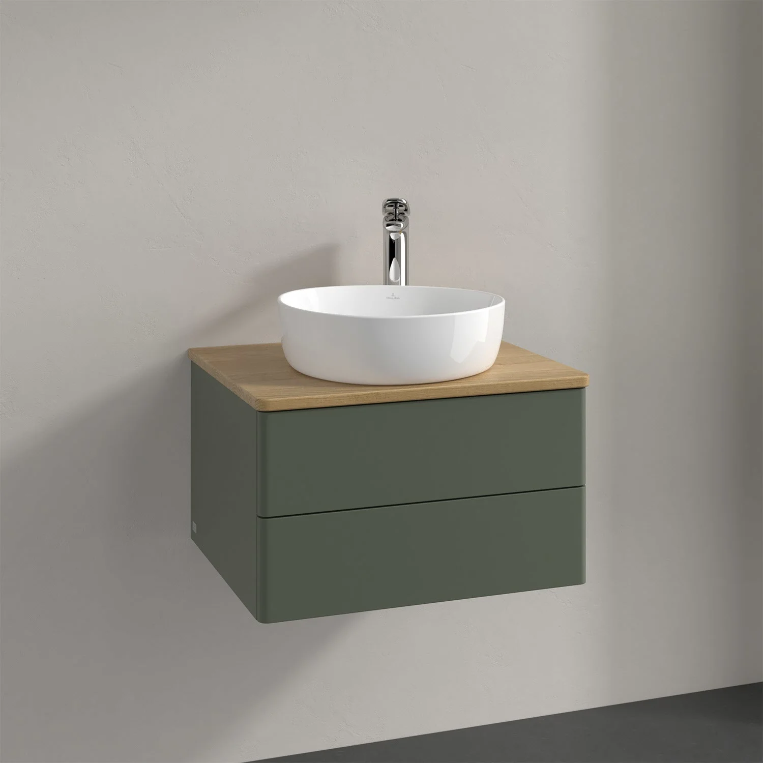 Zielona umywalka z białą umywalką, Villeroy & Boch