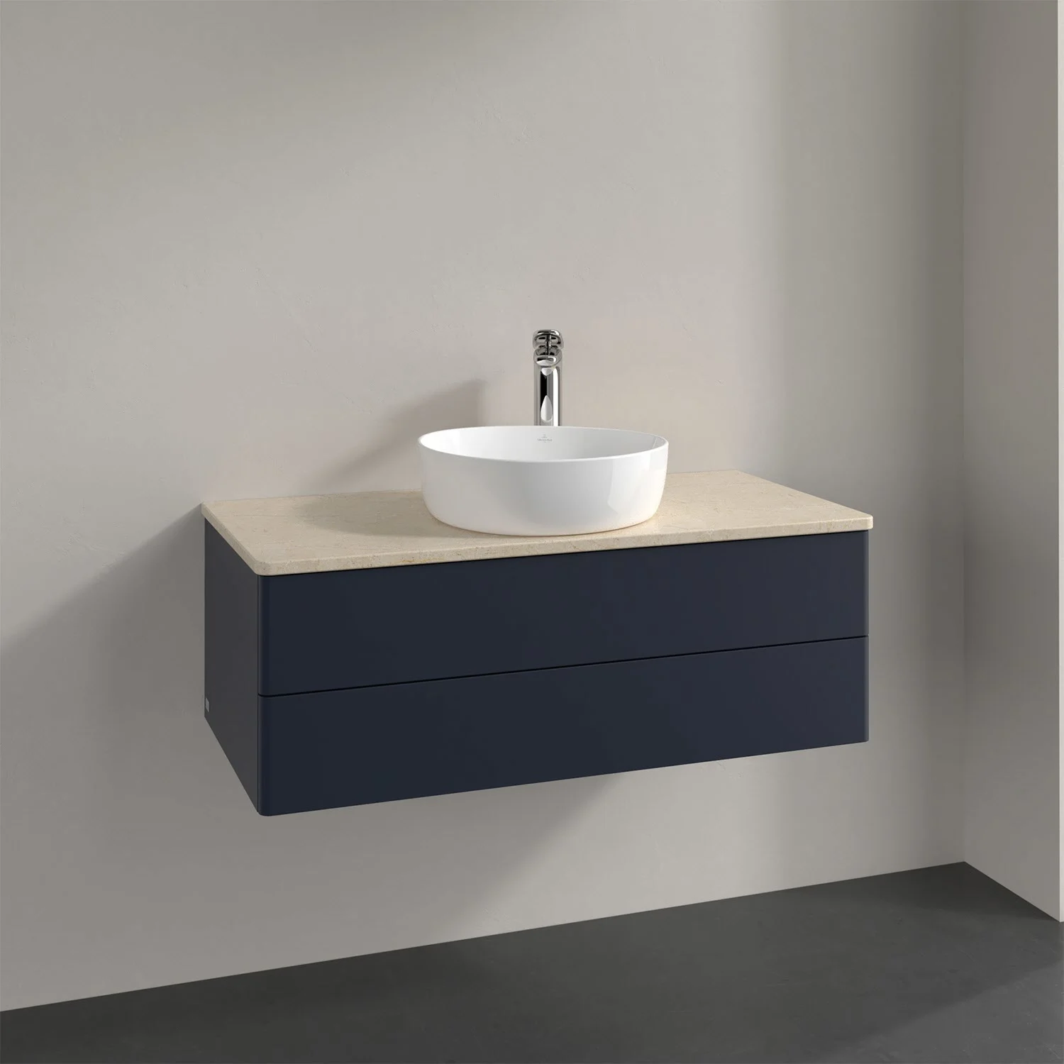 Ciemnoniebieska umywalka z okrągłą umywalką, Villeroy & Boch