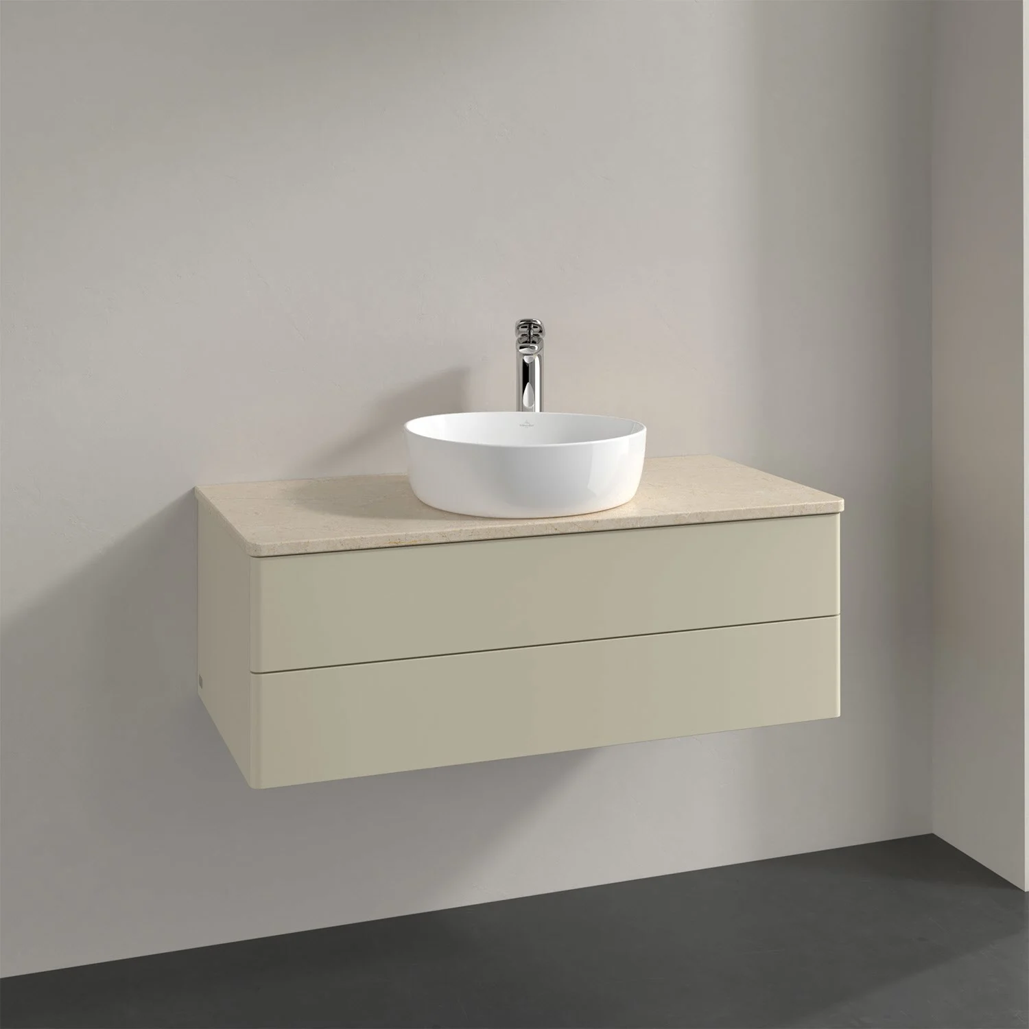 Kremowa umywalka z okrągłą umywalką, Villeroy & Boch