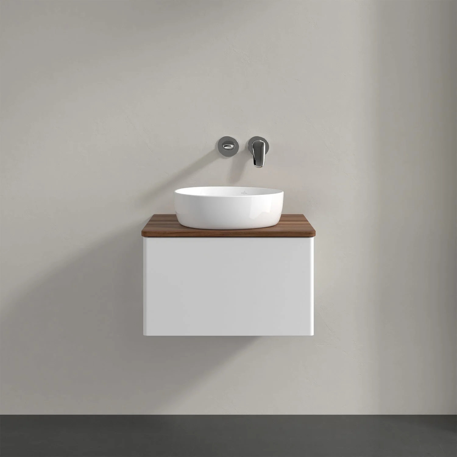 Umywalka z białym frontem i białą umywalką, Villeroy & Boch