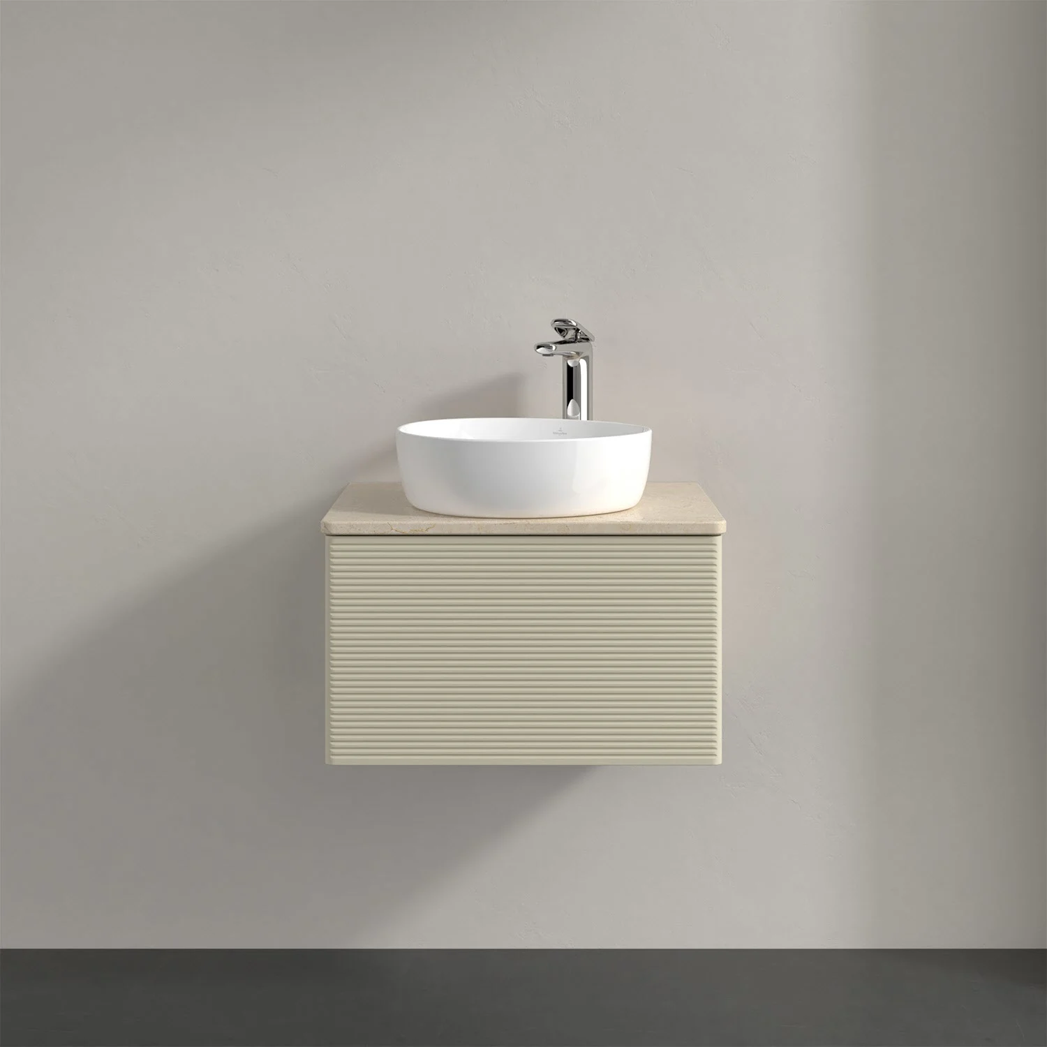 Umywalka z jasną szafką, widok z przodu, Villeroy & Boch
