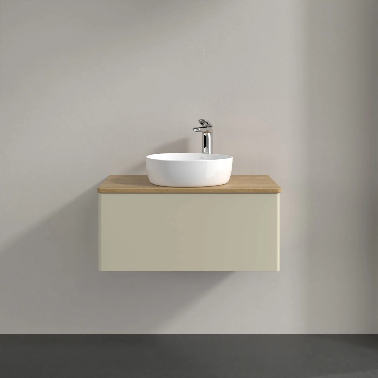 Umywalka z kremową szafką i baterią, Villeroy & Boch