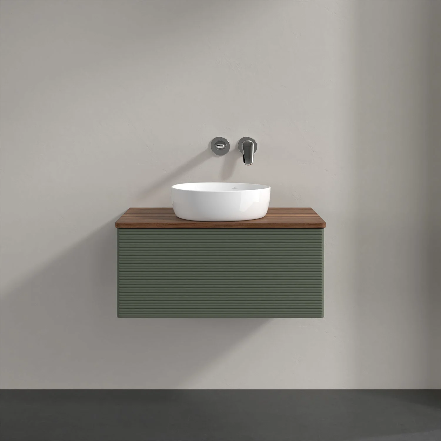 Umywalka z zieloną powierzchnią i białą umywalką, Villeroy & Boch