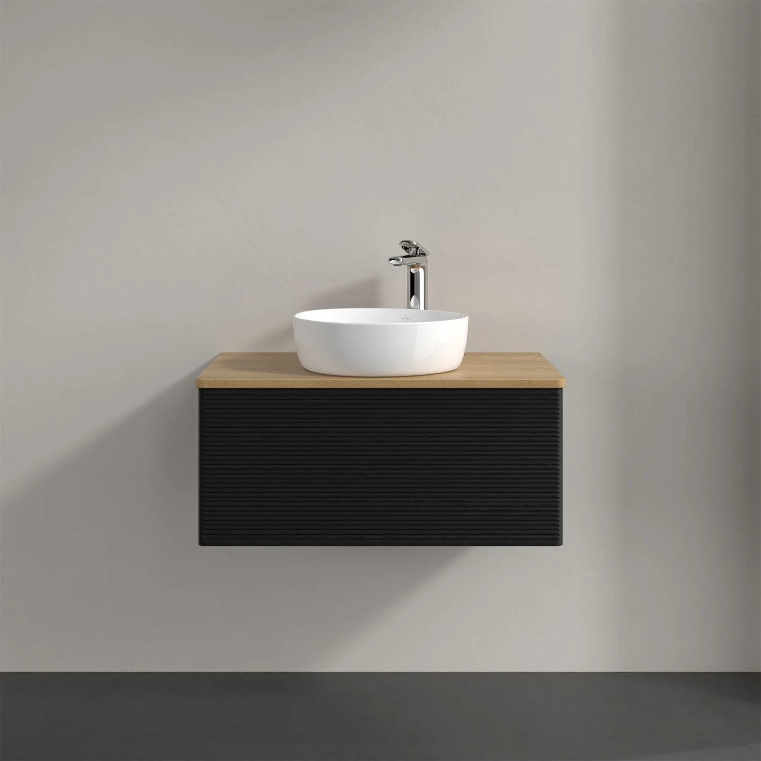 Umywalka z czarną powierzchnią i białą umywalką, Villeroy & Boch
