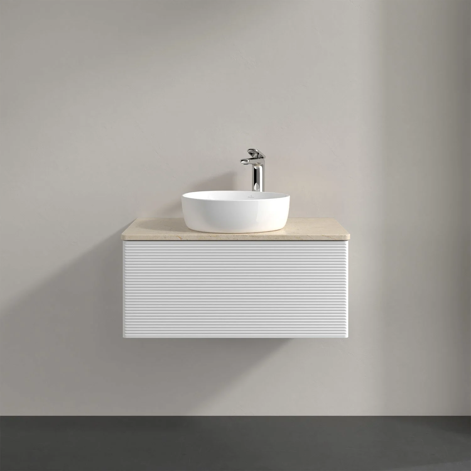 Umywalka z białą szafką i zlewem, Villeroy & Boch