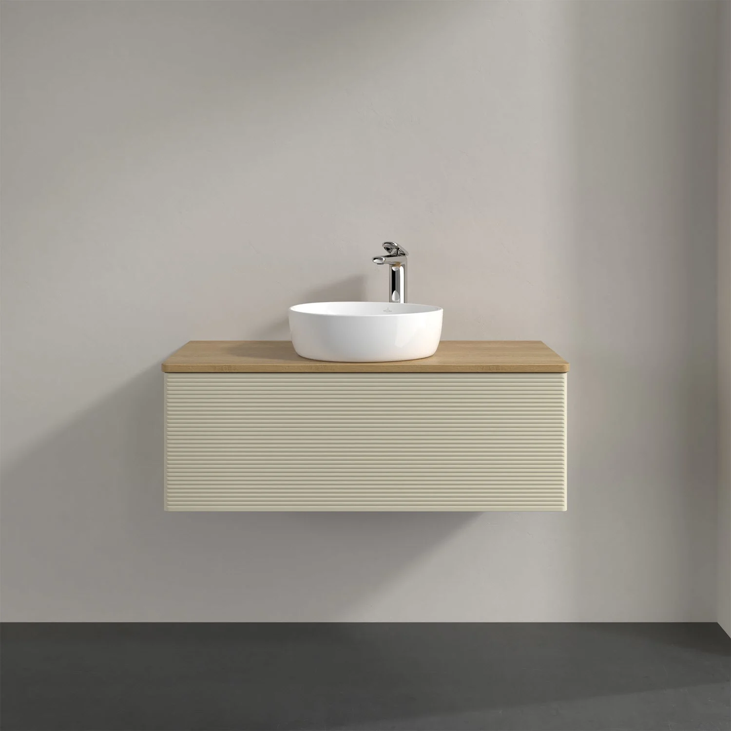 Umywalka z kremową szafką zbliżenie, Villeroy & Boch