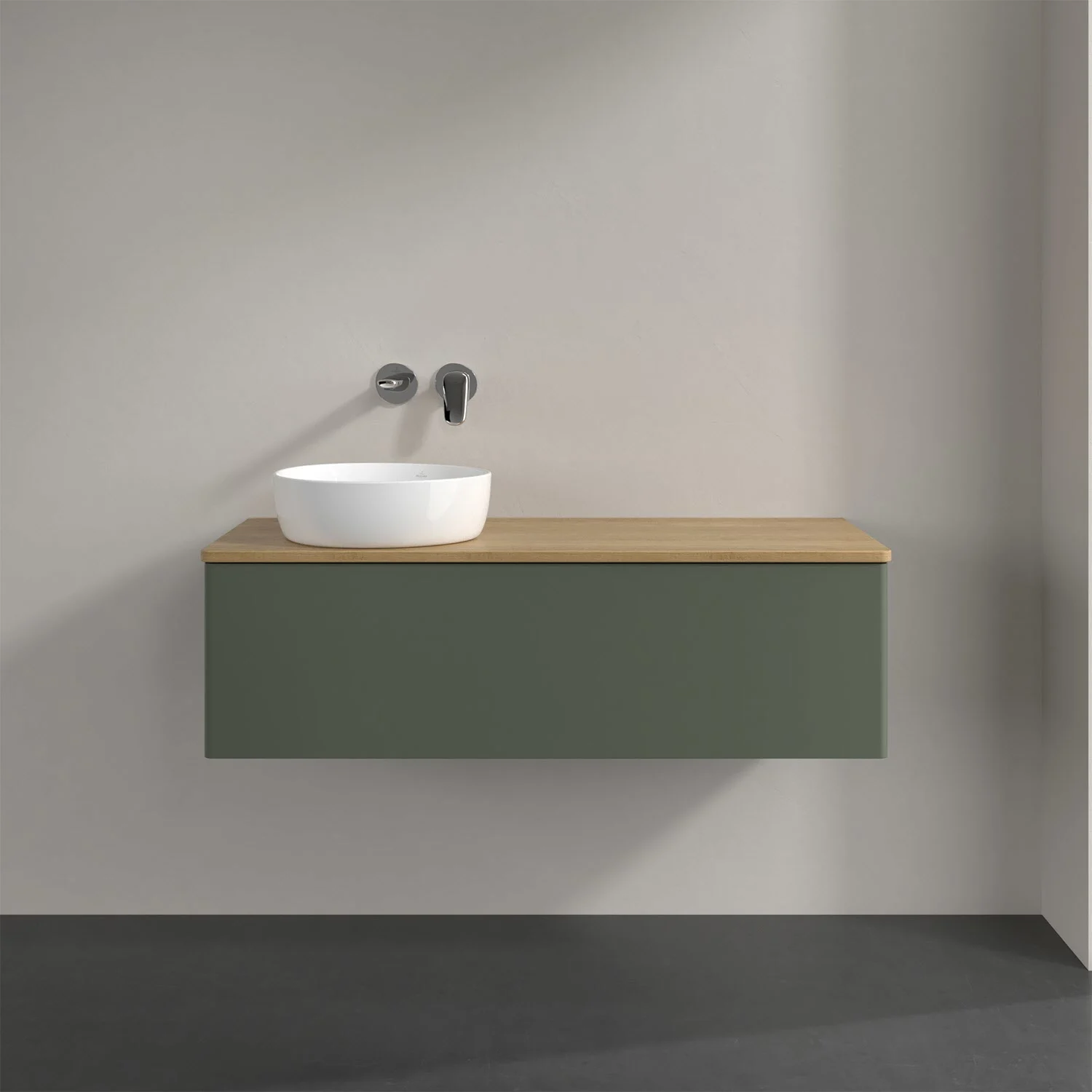 Umywalka z zieloną powierzchnią i białą umywalką, Villeroy & Boch