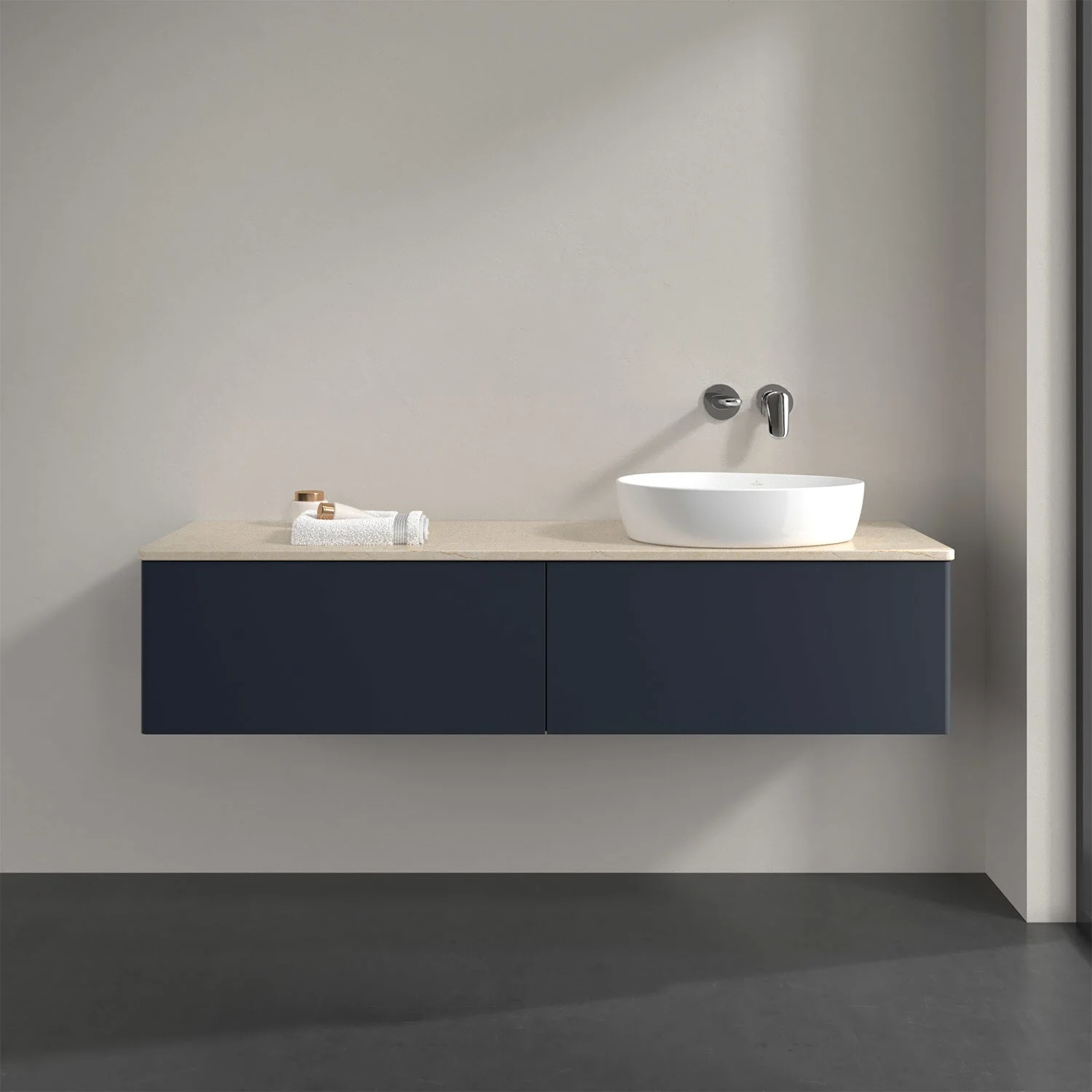 Umywalka z beżową powierzchnią i białą umywalką, Villeroy & Boch