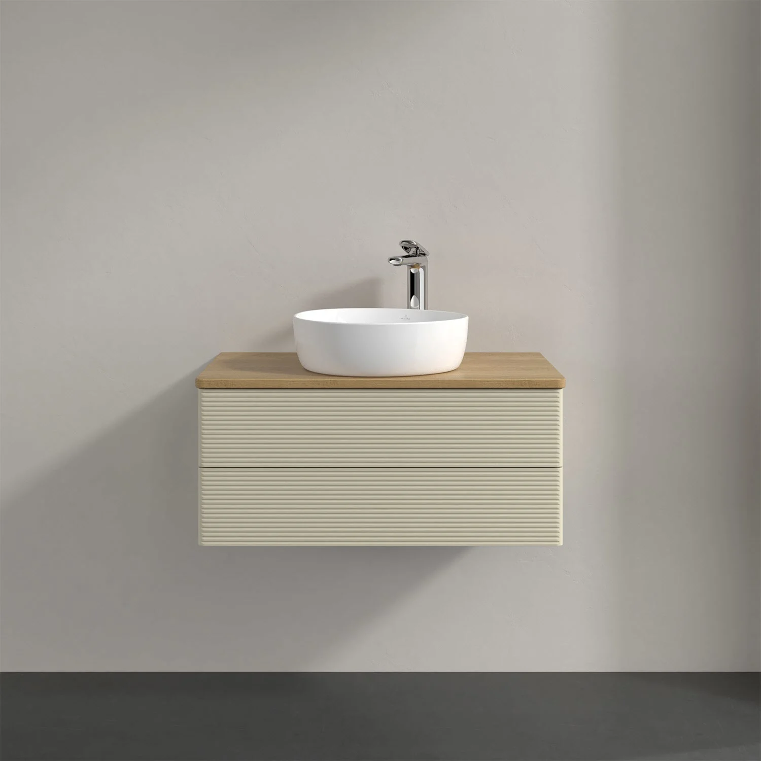 Umywalka z jasnym wykończeniem i białą umywalką, Villeroy & Boch