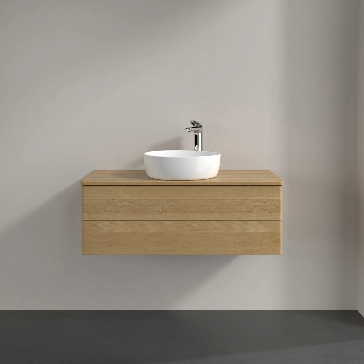 Umywalka z drewnianą szafką i drewnianym blatem, Villeroy & Boch