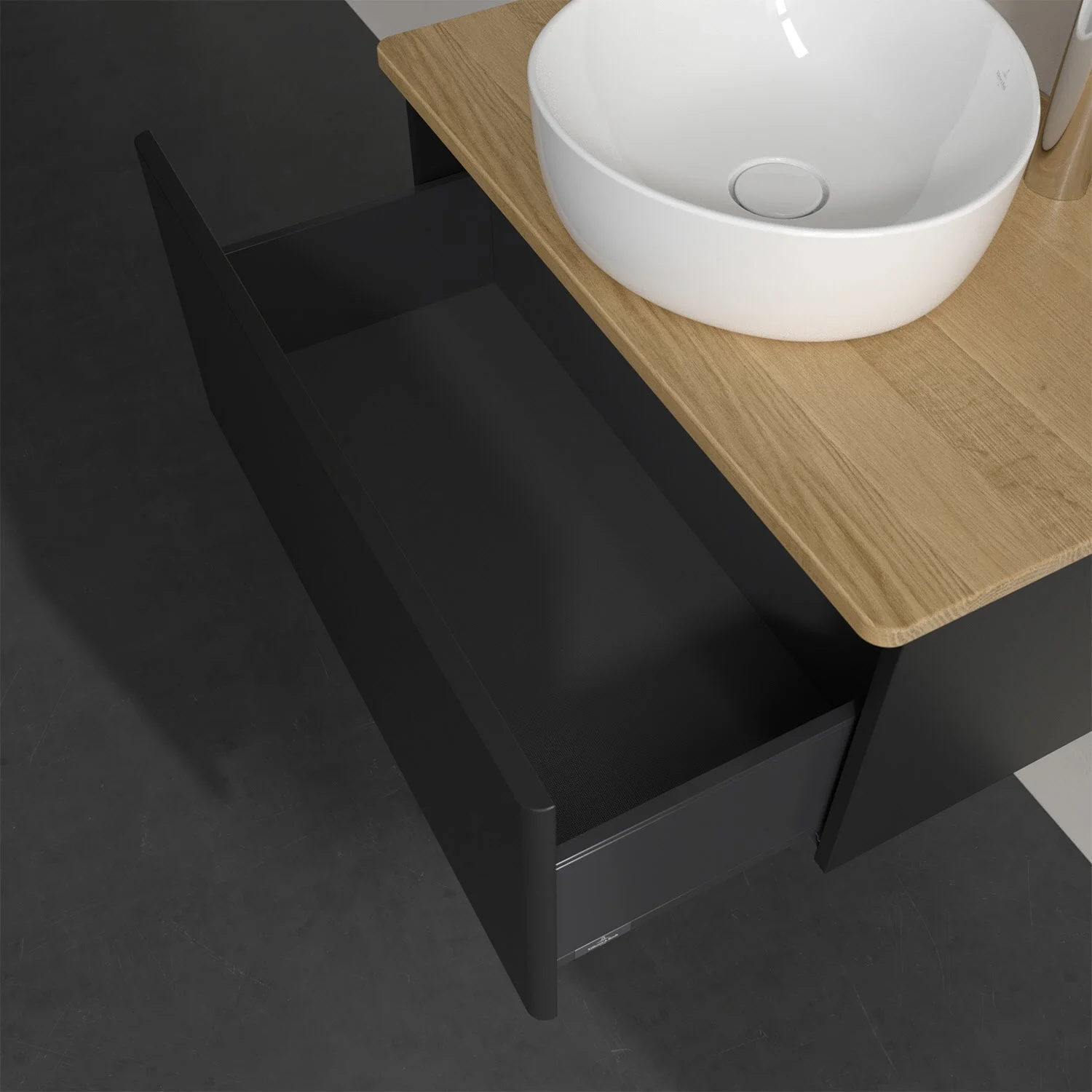 Umywalka z czarną szufladą z góry, Villeroy & Boch