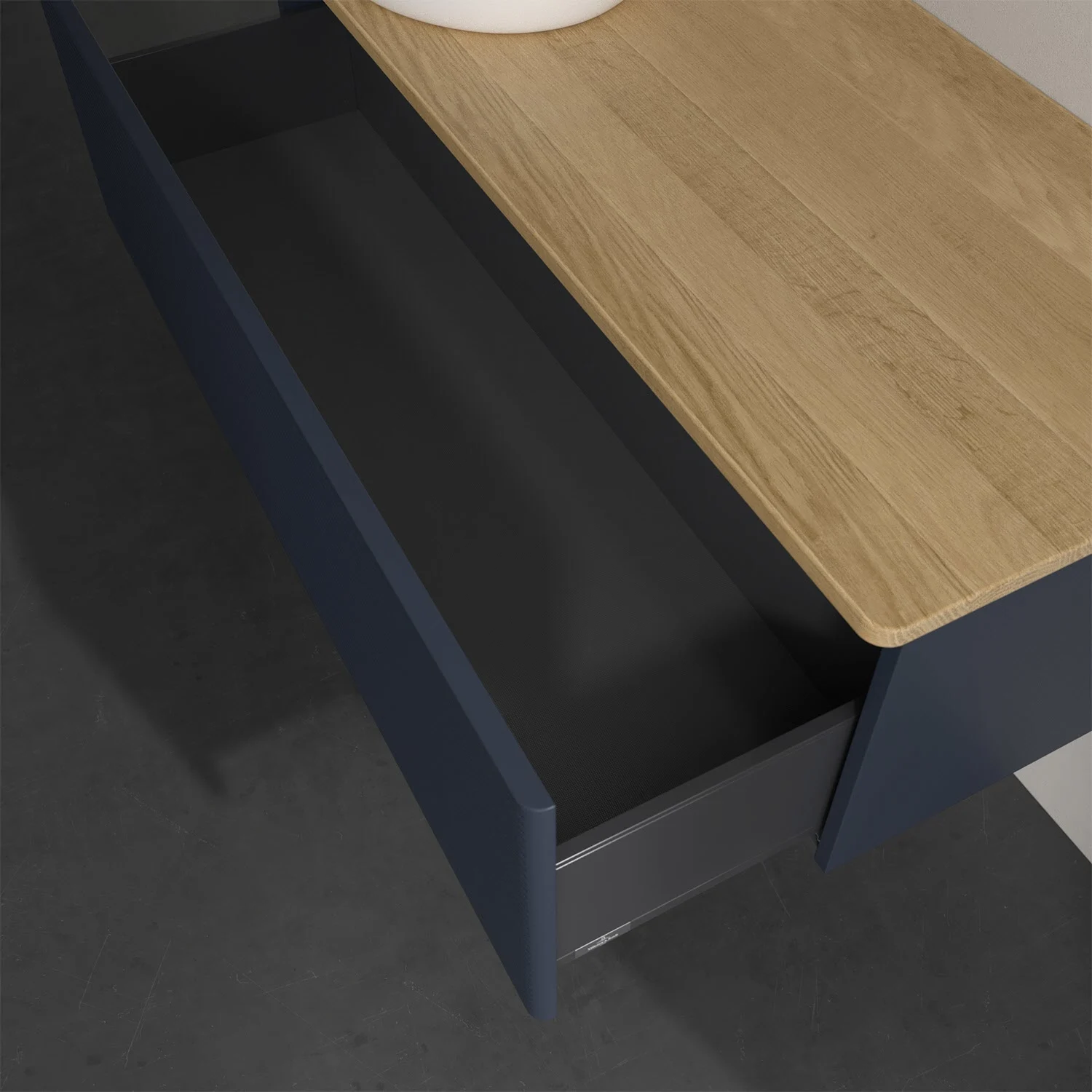 Otwarta szuflada z drewnianą powierzchnią z góry, Villeroy & Boch