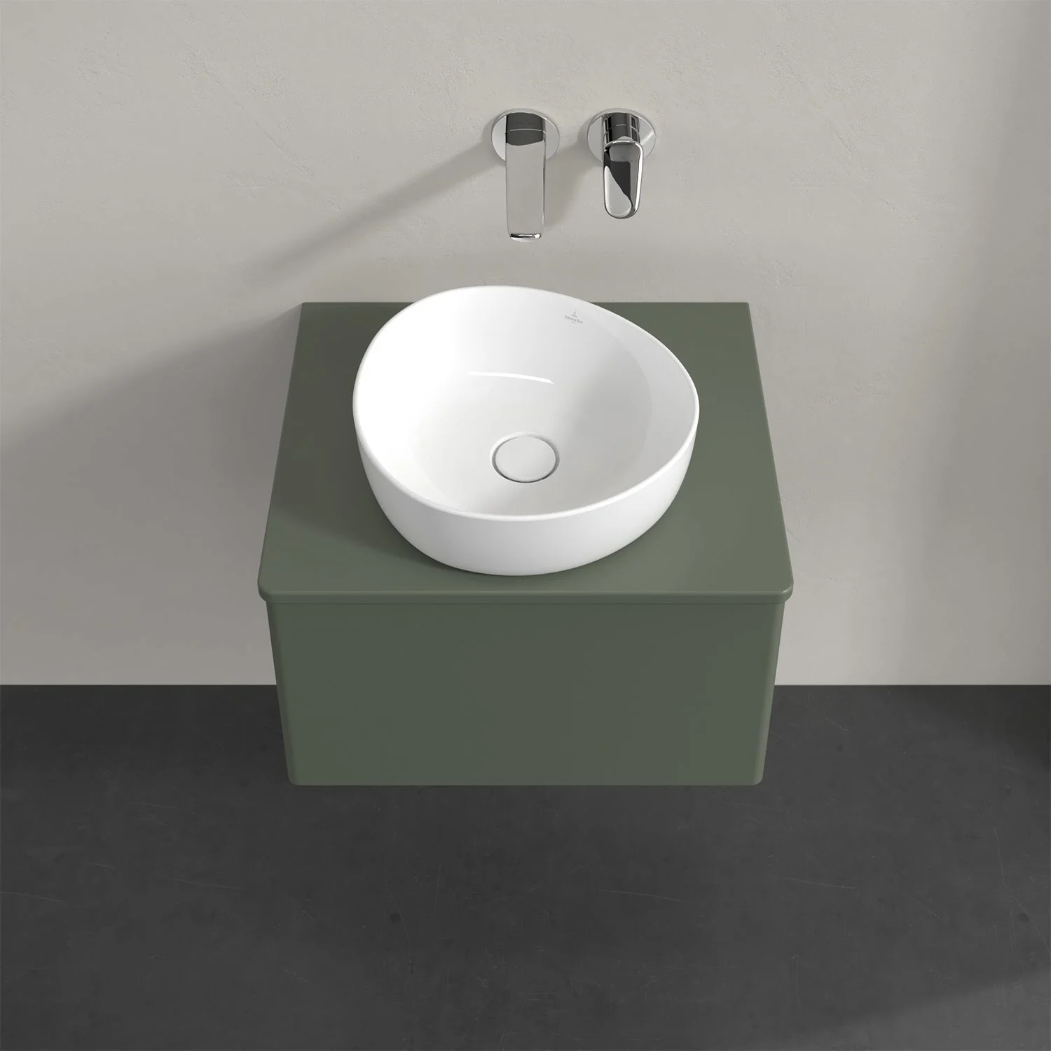 Biała umywalka na ścianie widziana z góry, Villeroy & Boch