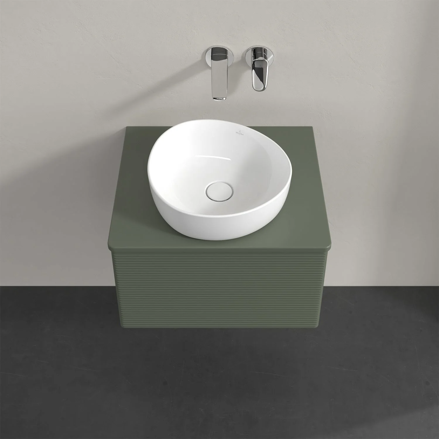 Umywalka z baterią z przodu, zielona powierzchnia, Villeroy & Boch