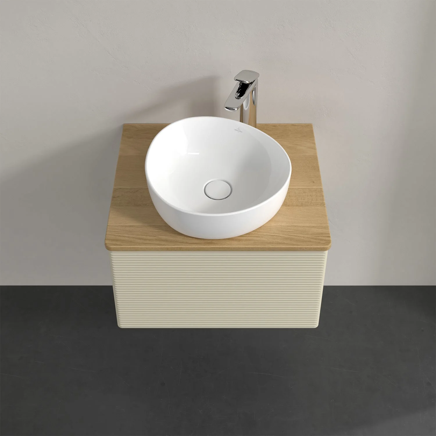Umywalka na jasnej szafce z góry, Villeroy & Boch