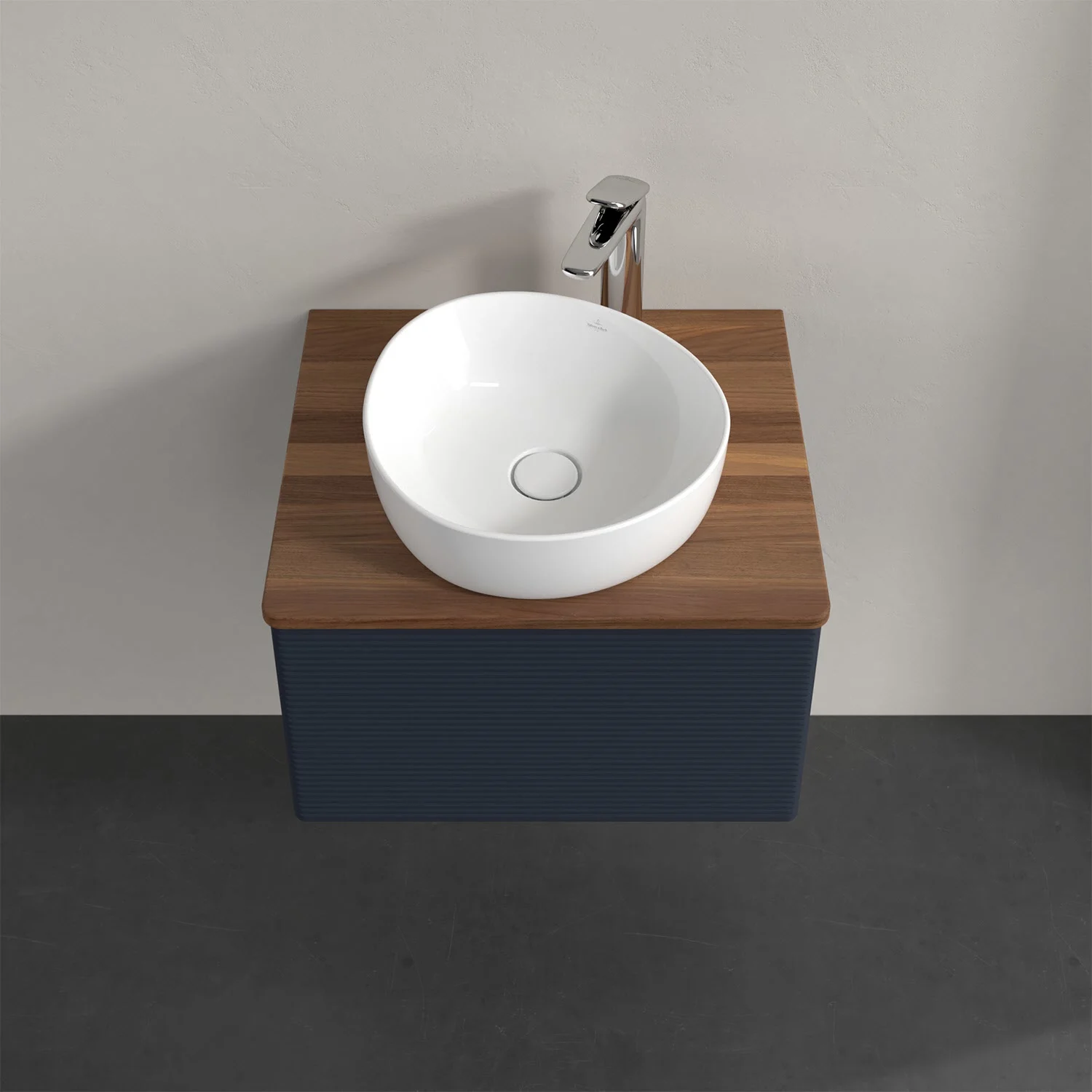 Umywalka na drewnianym blacie z góry, Villeroy & Boch