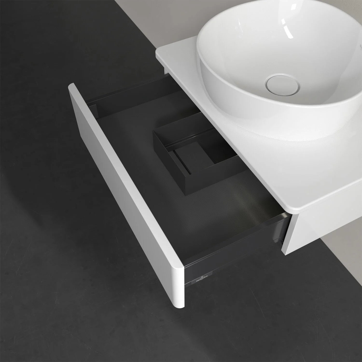 Biały zlew z otwartą szufladą z góry, Villeroy & Boch